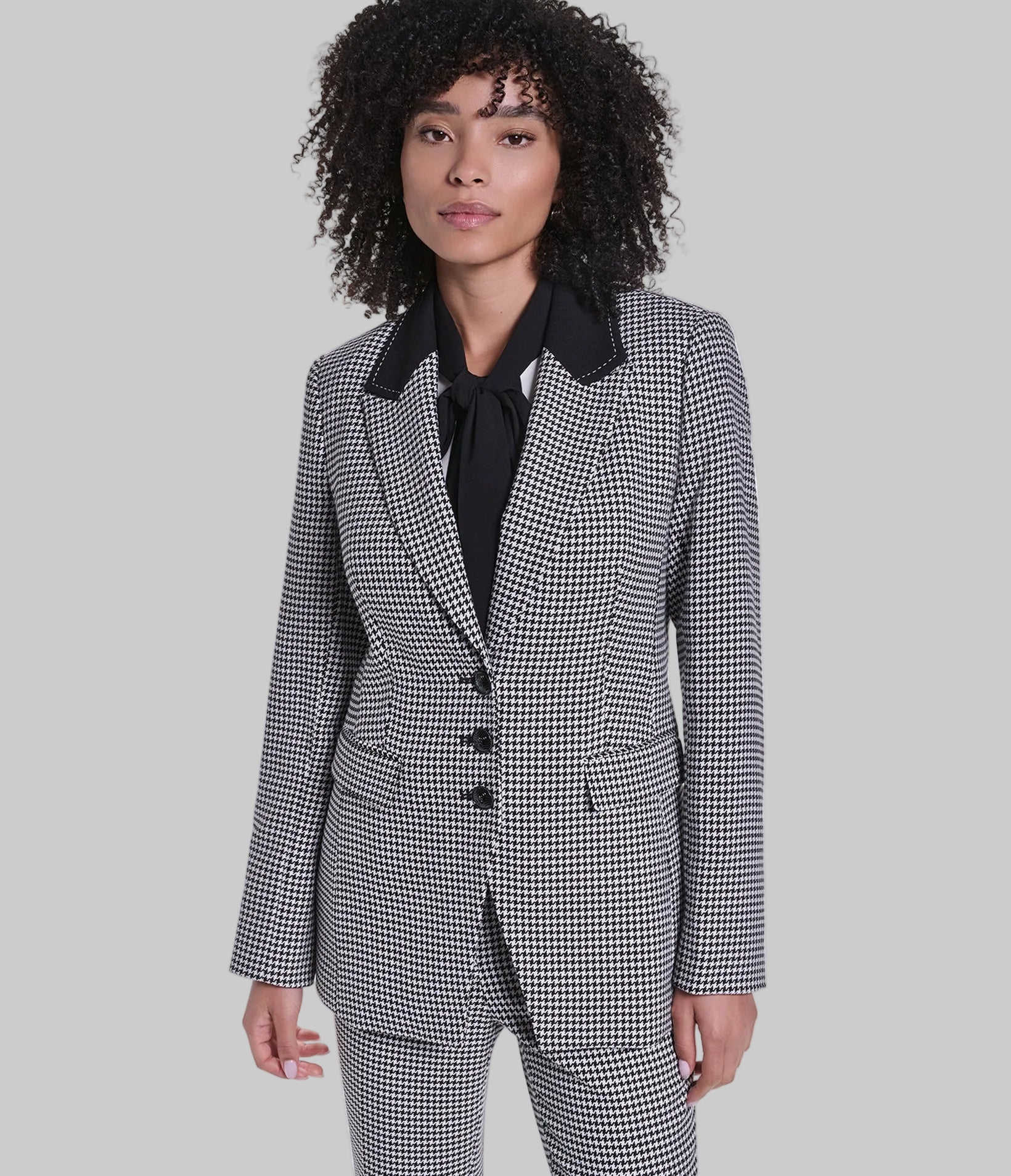 CO-ORD HOUSTOOTH CONTRAST LAPEL BLAZER VIEW 2 CO-ORD HOUSTOOTH CONTRAST LAPEL BLAZER VIEW 2