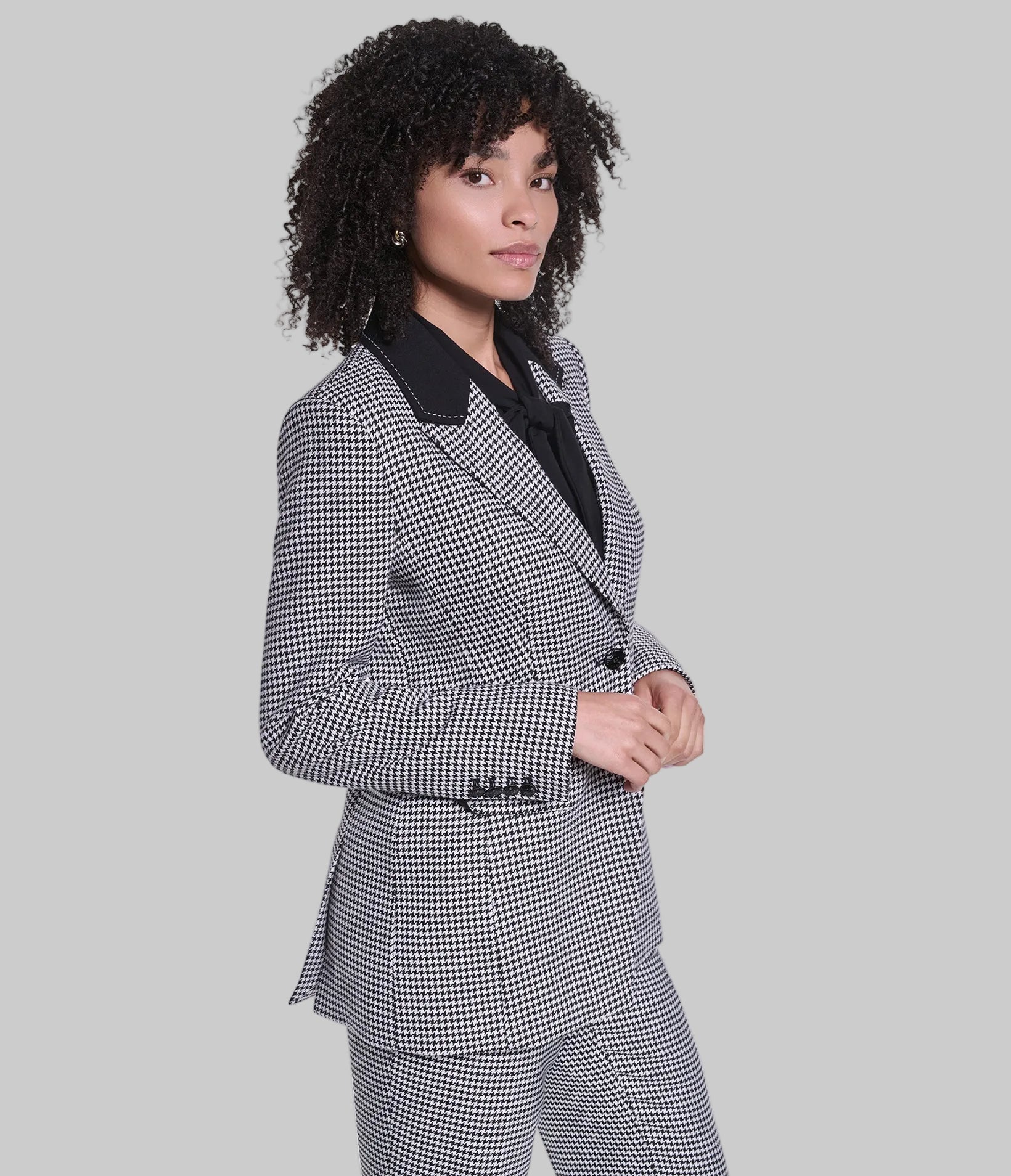 CO-ORD HOUSTOOTH CONTRAST LAPEL BLAZER VIEW 3 CO-ORD HOUSTOOTH CONTRAST LAPEL BLAZER VIEW 3