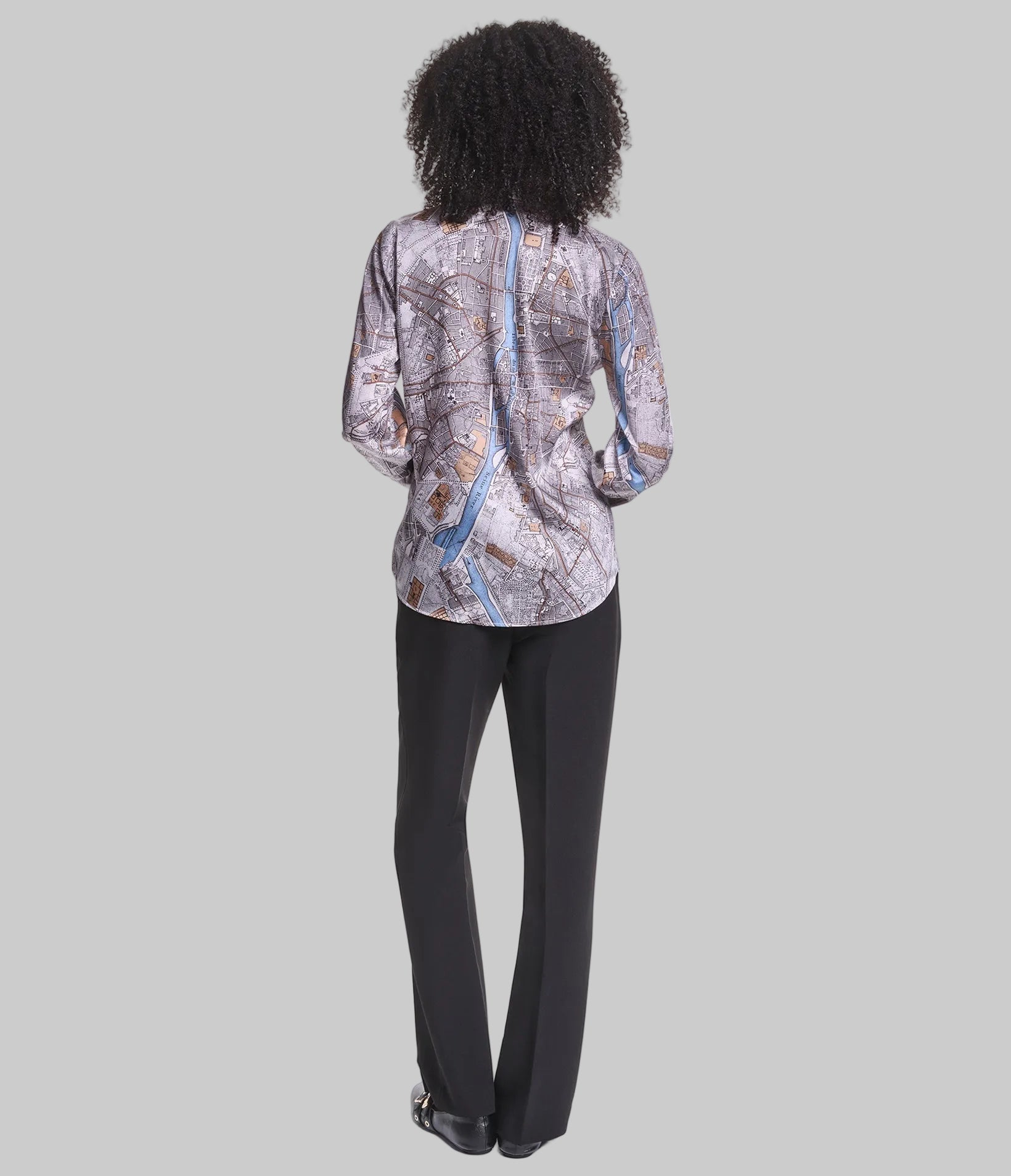 LONG SLEEVE PARIS MAP PRINT SOFT BLOUSE VIEW 6 | Women's Tops & Sweaters LONG SLEEVE PARIS MAP PRINT SOFT BLOUSE VIEW 6 | Women's Tops & Sweaters