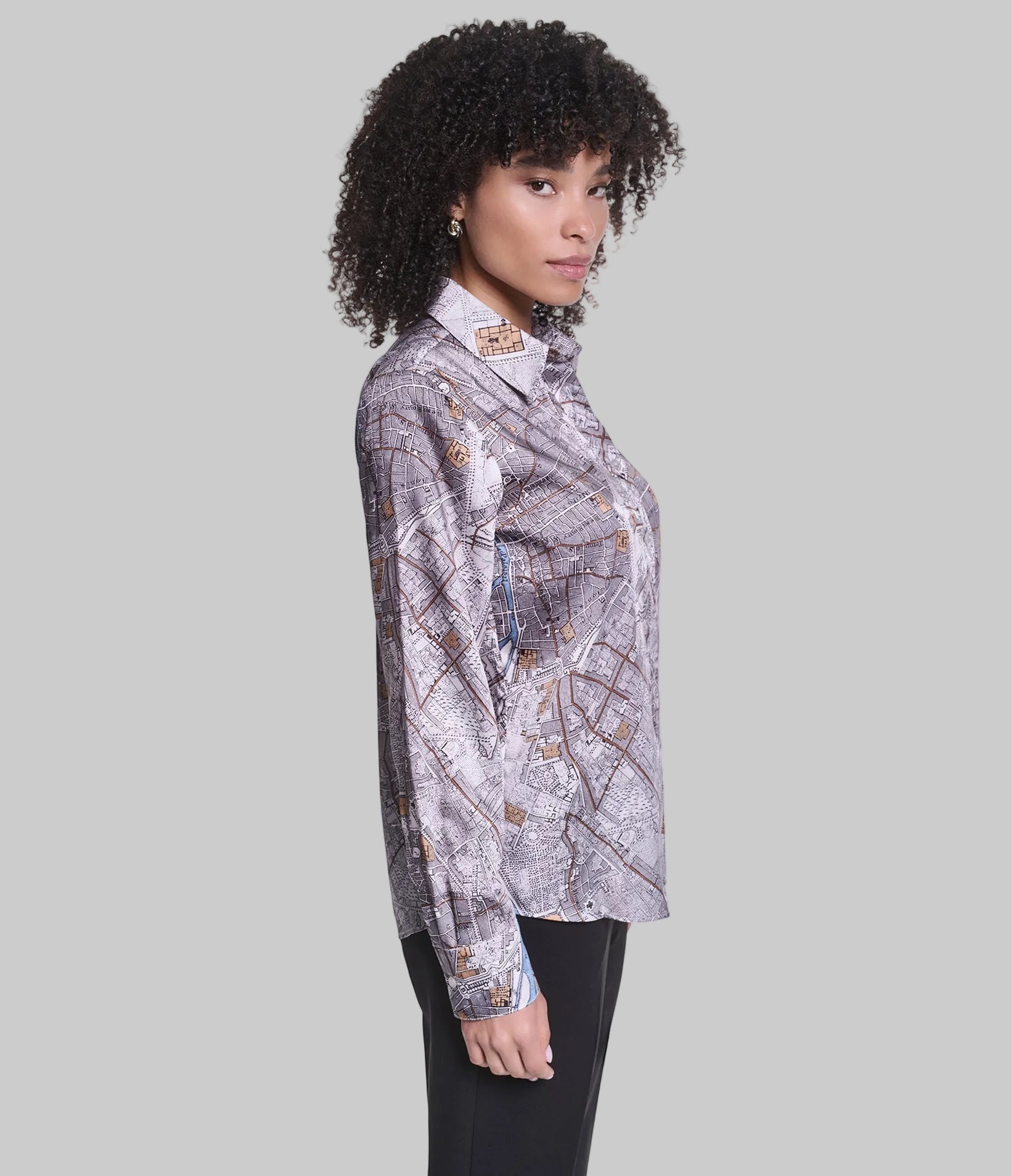 LONG SLEEVE PARIS MAP PRINT SOFT BLOUSE VIEW 3 | Women's Tops & Sweaters LONG SLEEVE PARIS MAP PRINT SOFT BLOUSE VIEW 3 | Women's Tops & Sweaters