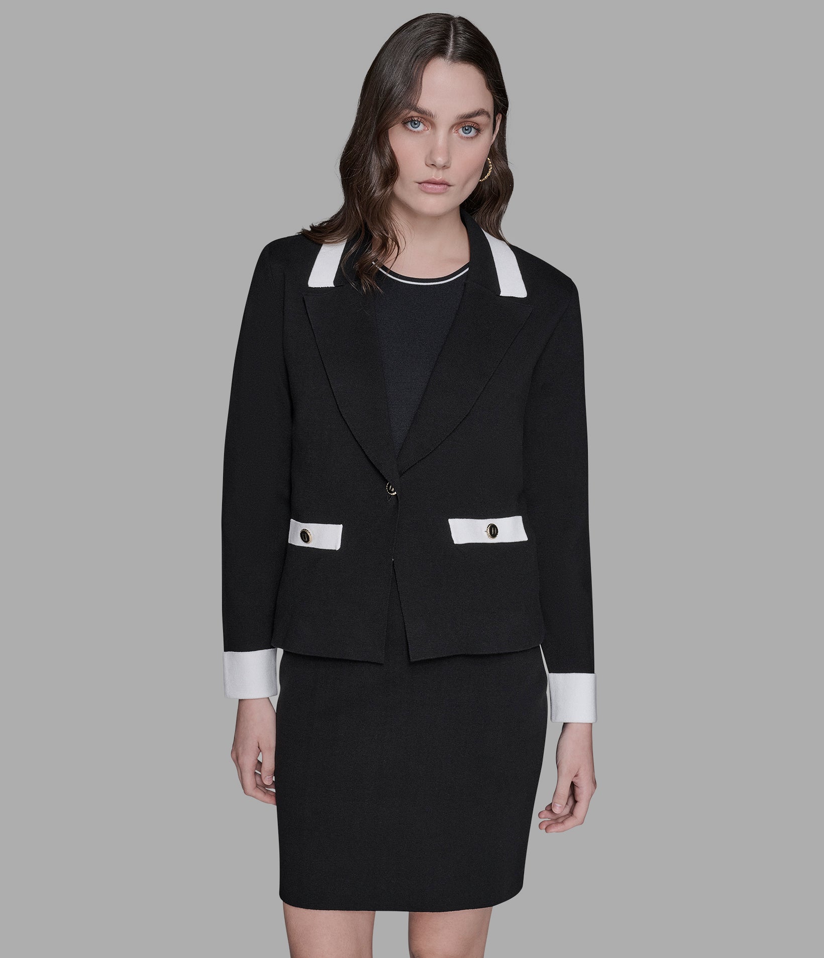 【LIMITED EDITION by KARL LAGERFELD】スーツ Long Sleeve Knit Blazer | Jackets & Blazers | Karl Lagerfeld Paris