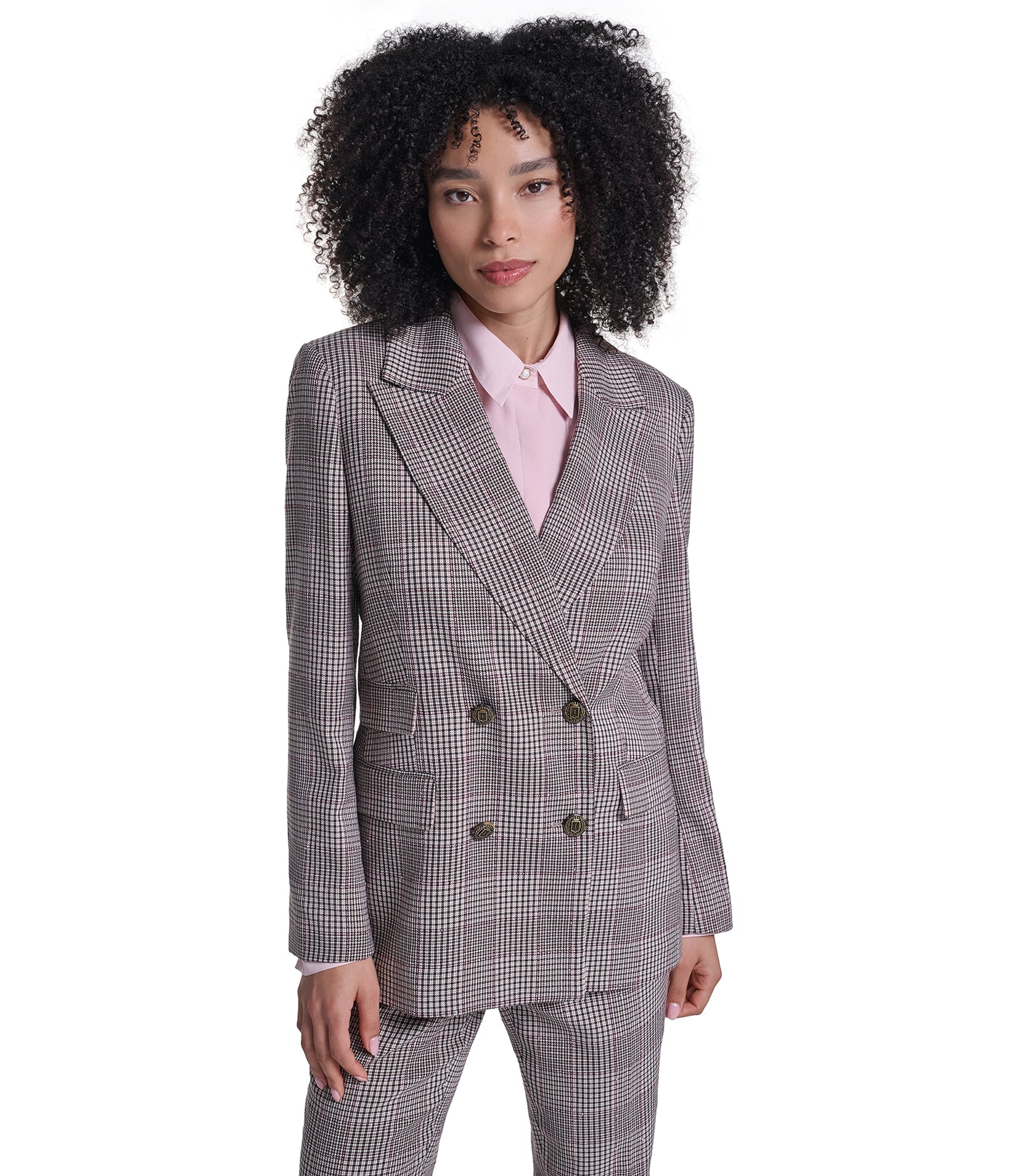 DOUBLE BREASTED PLAID BLAZER VIEW 2 DOUBLE BREASTED PLAID BLAZER VIEW 2