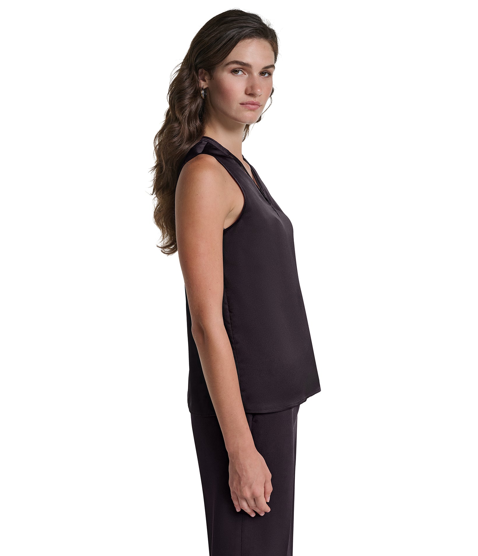 SHORT SLEEVE WOVEN TOP WITH NECK DETAILING VIEW 2 SHORT SLEEVE WOVEN TOP WITH NECK DETAILING VIEW 2