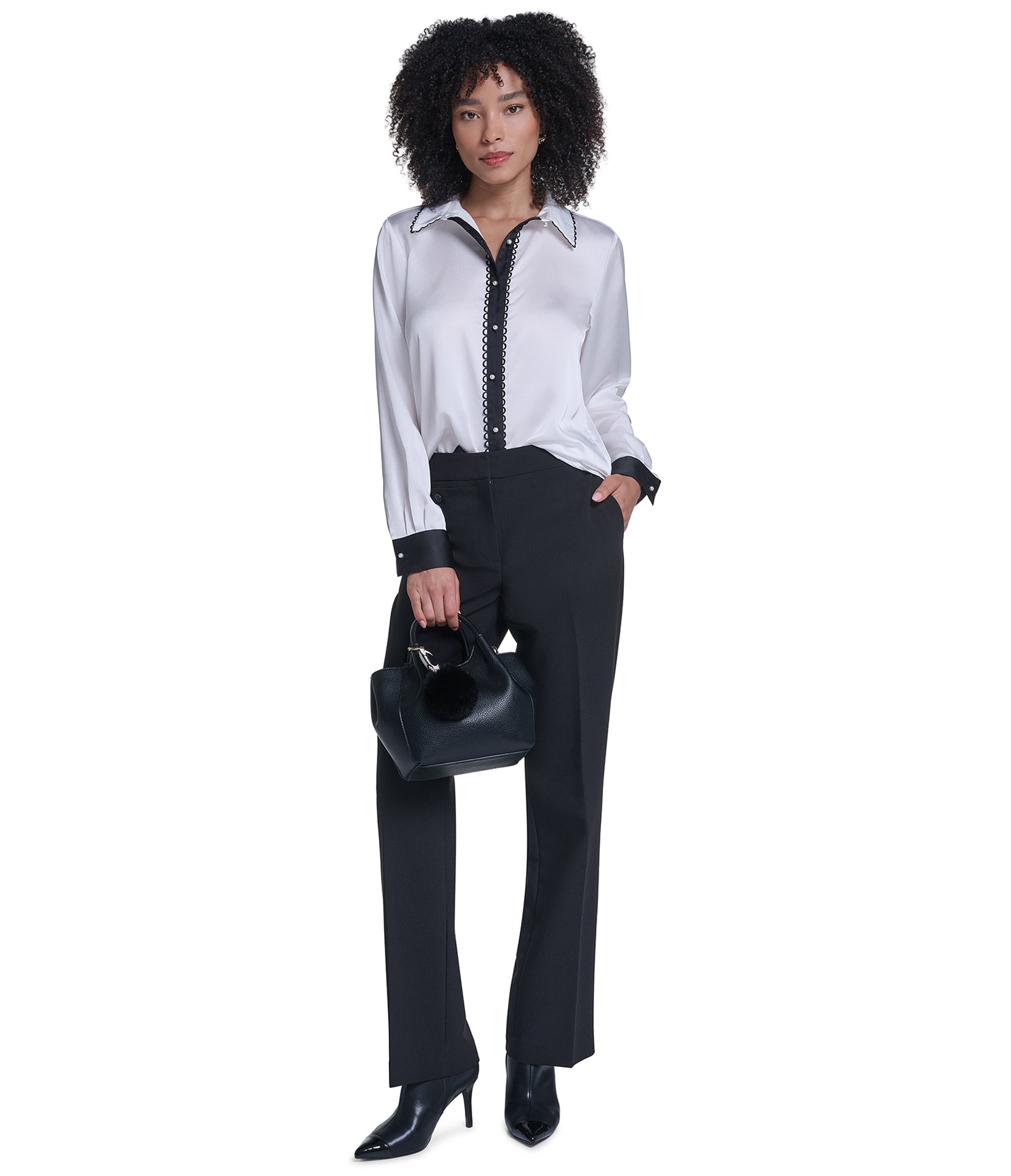 LONG SLEEVE WOVEN TOP WITH EMBOSSED PEARLS VIEW 4 LONG SLEEVE WOVEN TOP WITH EMBOSSED PEARLS VIEW 4