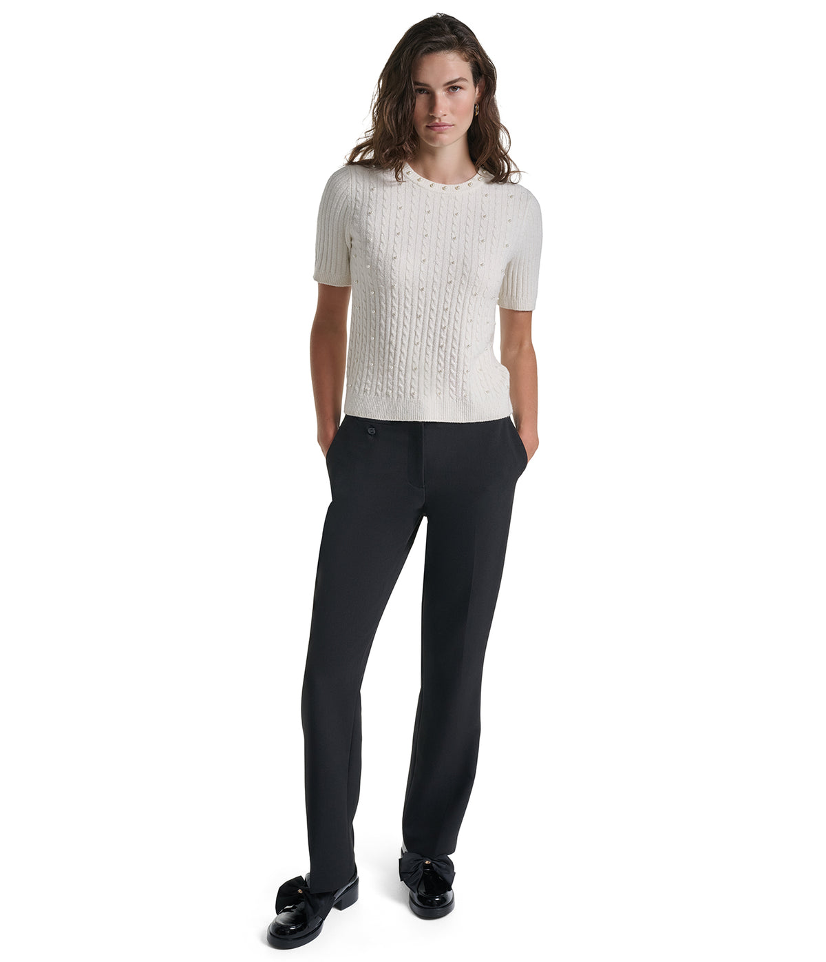 SHORT SLEEVE TOP WITH EMBOSSED PEARLS VIEW 6 SHORT SLEEVE TOP WITH EMBOSSED PEARLS VIEW 6