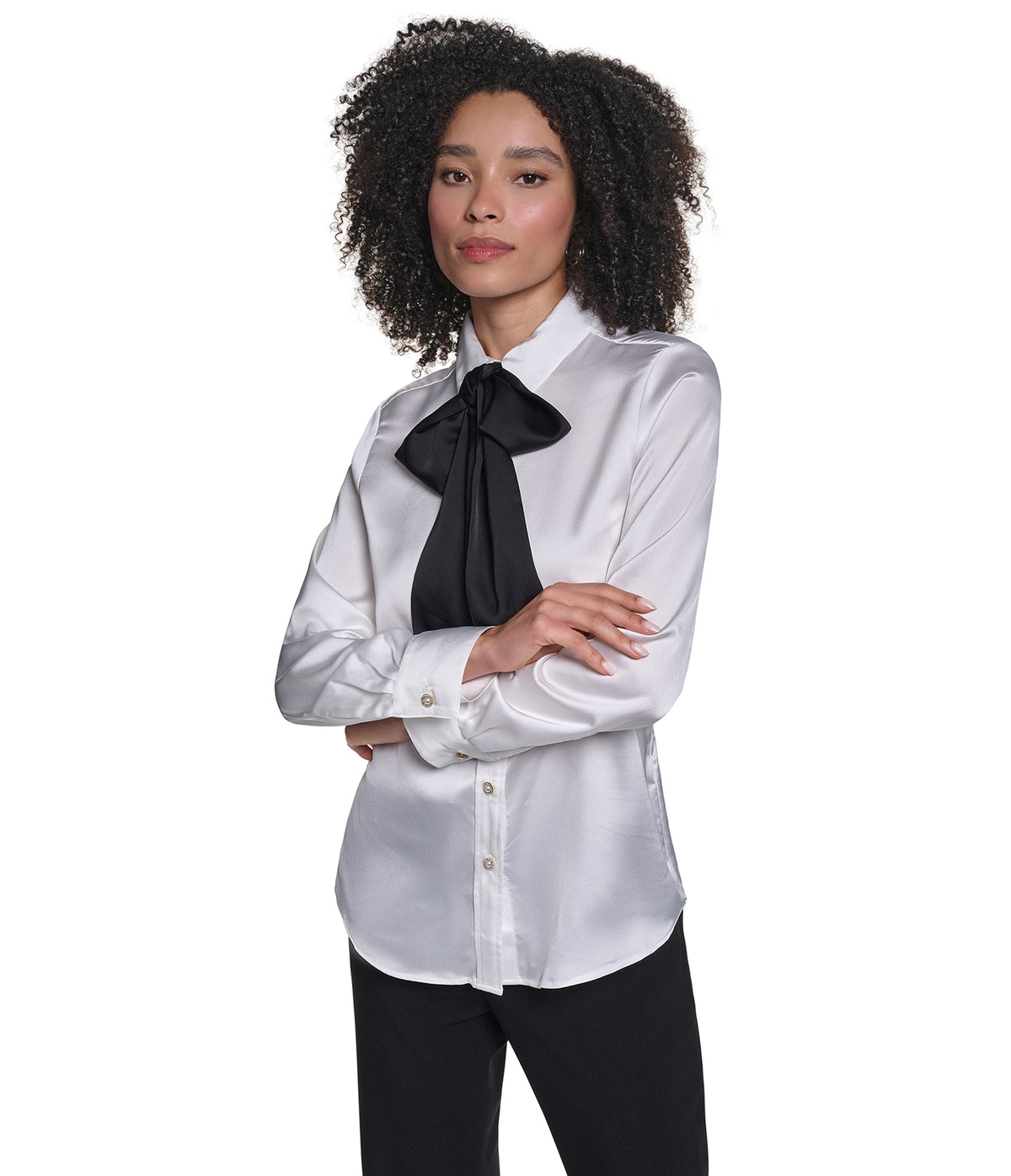 BOW TIE WOVEN BLOUSE VIEW 1 BOW TIE WOVEN BLOUSE VIEW 1