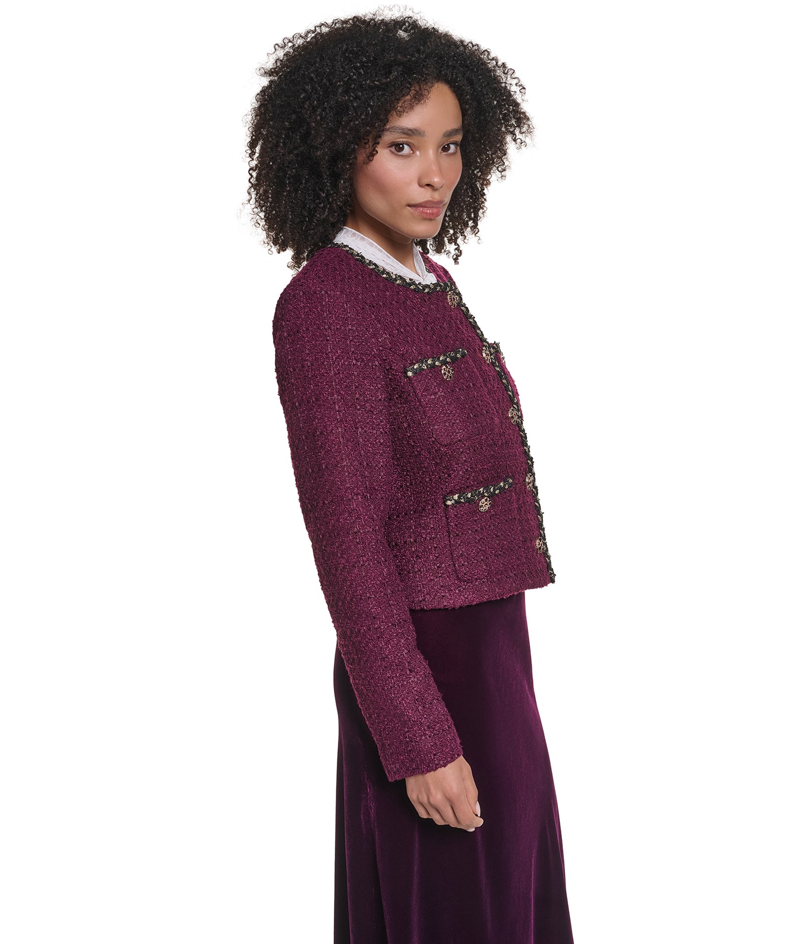 TWEED TRIM LADY JACKET VIEW 3 TWEED TRIM LADY JACKET VIEW 3