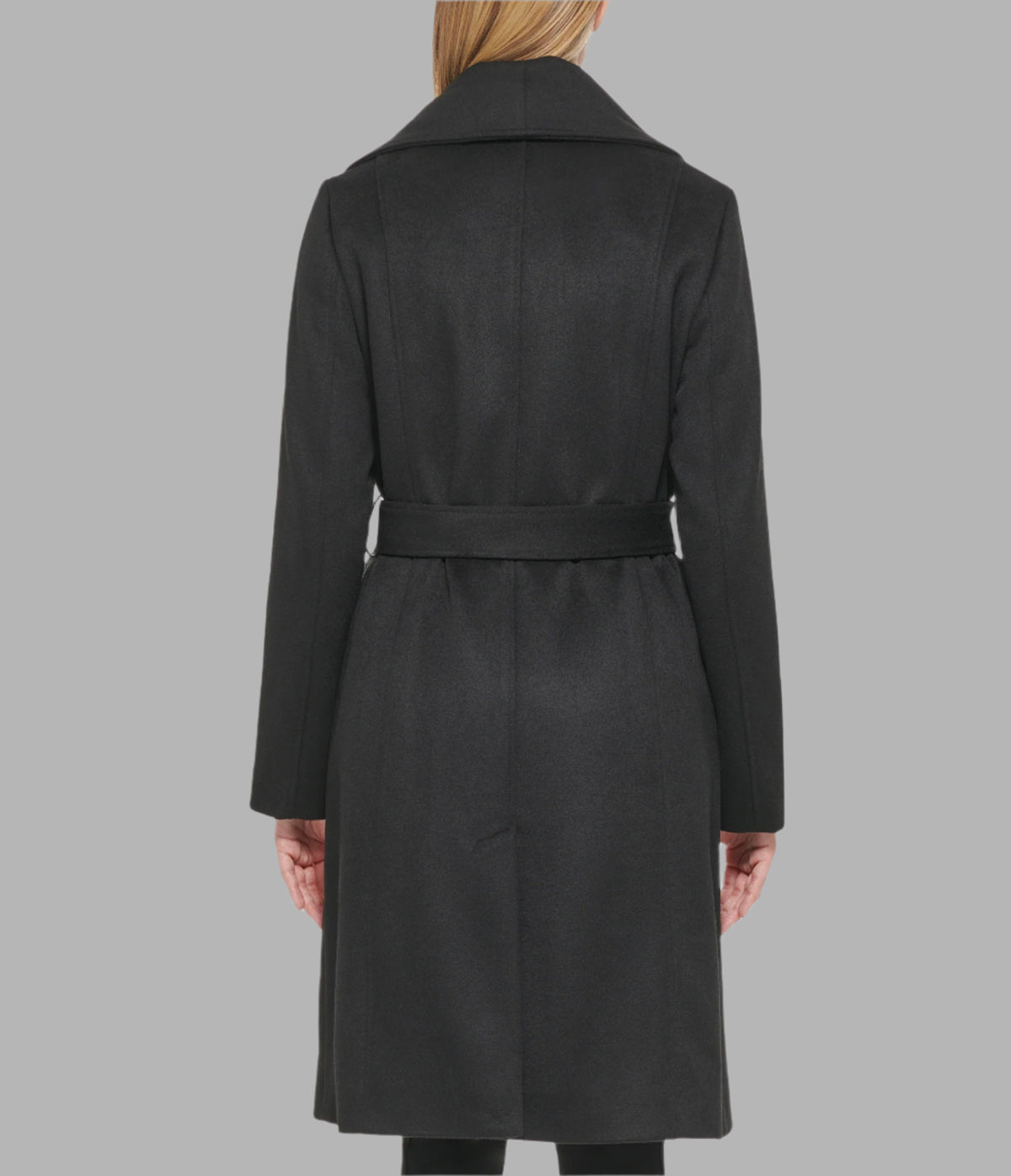 ASYMMETRICAL WOOL COAT WITH SHEARLING BIB | Karl Lagerfeld Paris