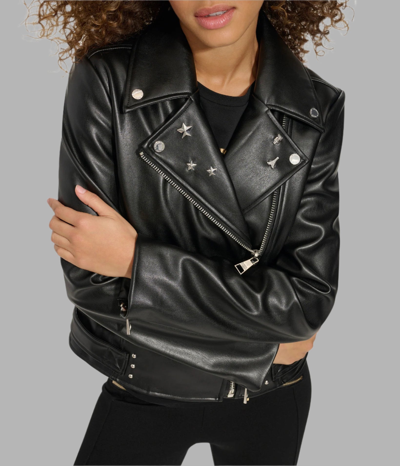 FAUX LEATHER STUDS MOTO JACKET VIEW 4 FAUX LEATHER STUDS MOTO JACKET VIEW 4