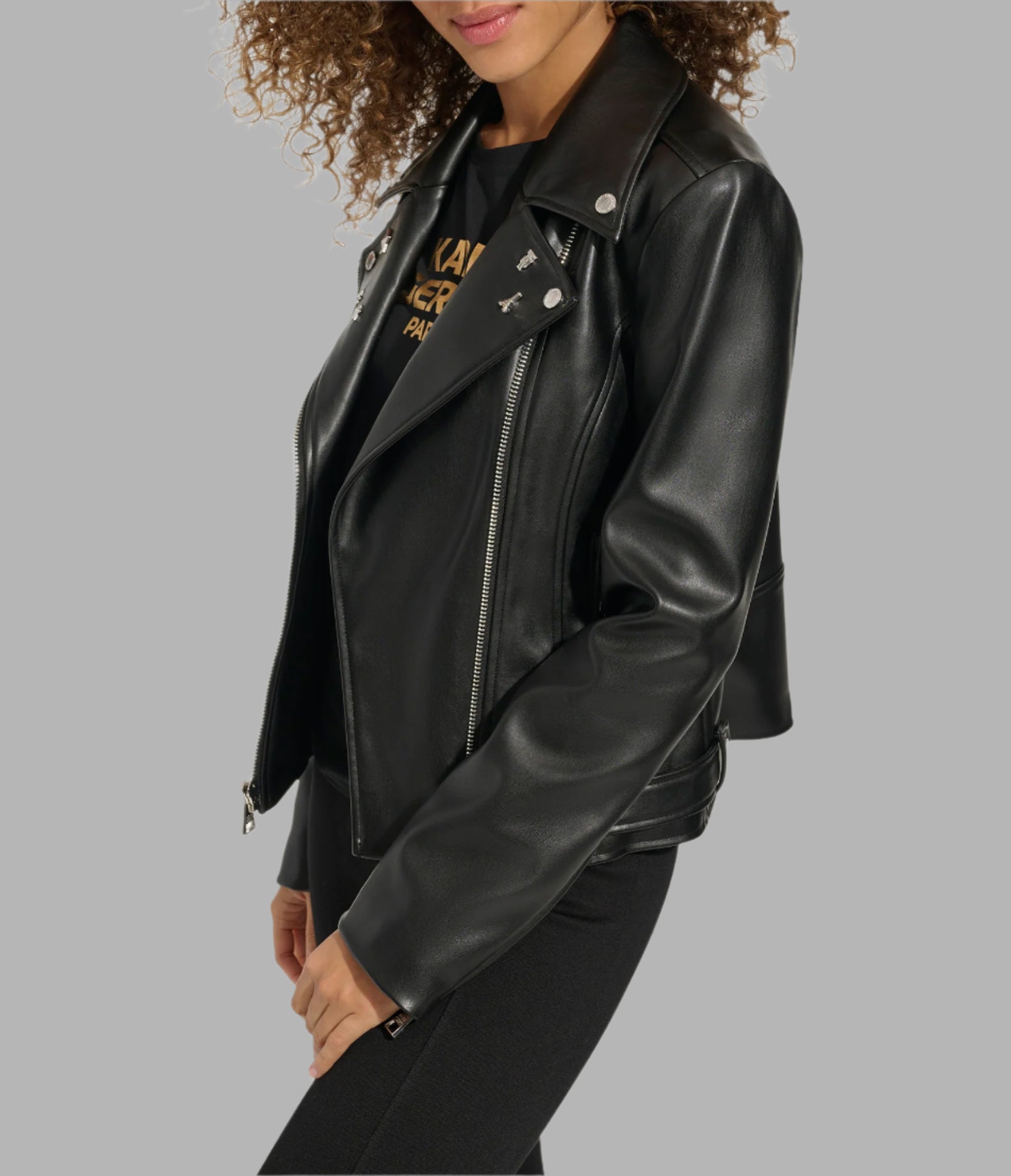FAUX LEATHER STUDS MOTO JACKET VIEW 3 FAUX LEATHER STUDS MOTO JACKET VIEW 3