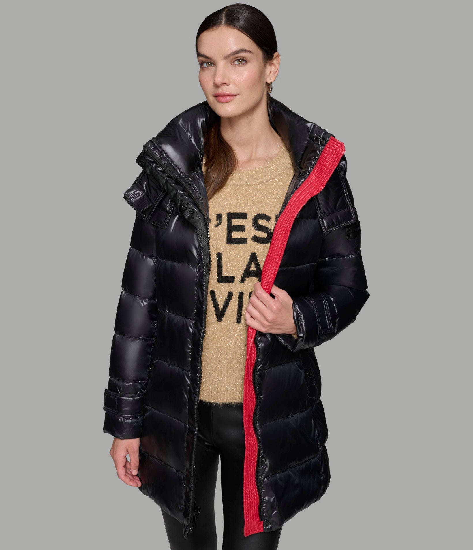 CONTRAST BELTED SHORT PUFFER VIEW 5 CONTRAST BELTED SHORT PUFFER VIEW 5