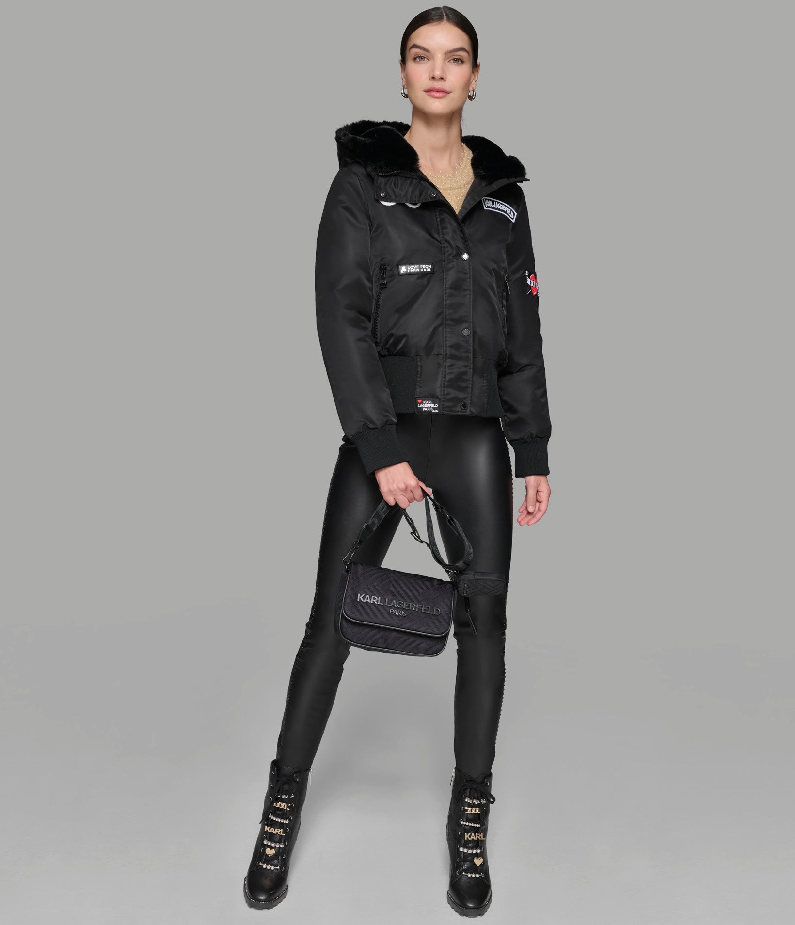 LOGO PATCH HOODED BOMBER JACKET VIEW 6 | Women's Clothing LOGO PATCH HOODED BOMBER JACKET VIEW 6 | Women's Clothing