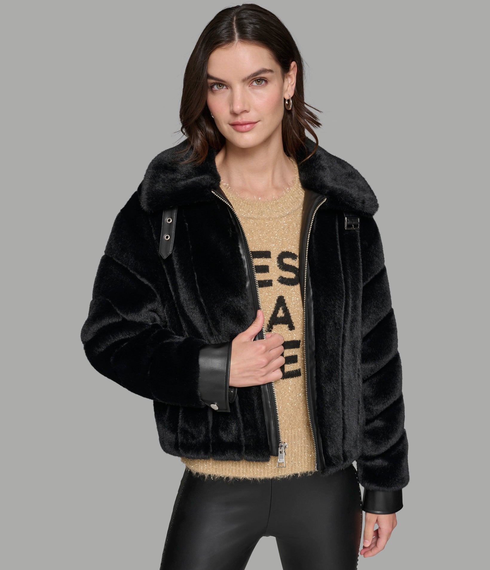 CHANNEL FAUX MINK AND PU BOMBER VIEW 5 | Women's Clothing CHANNEL FAUX MINK AND PU BOMBER VIEW 5 | Women's Clothing