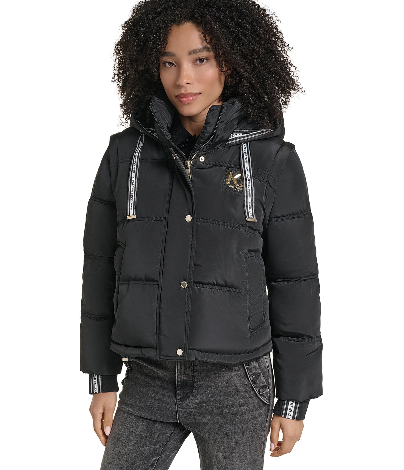 CROPPED VEST LONG SLEEVE PUFFER COAT VIEW 1 CROPPED VEST LONG SLEEVE PUFFER COAT VIEW 1