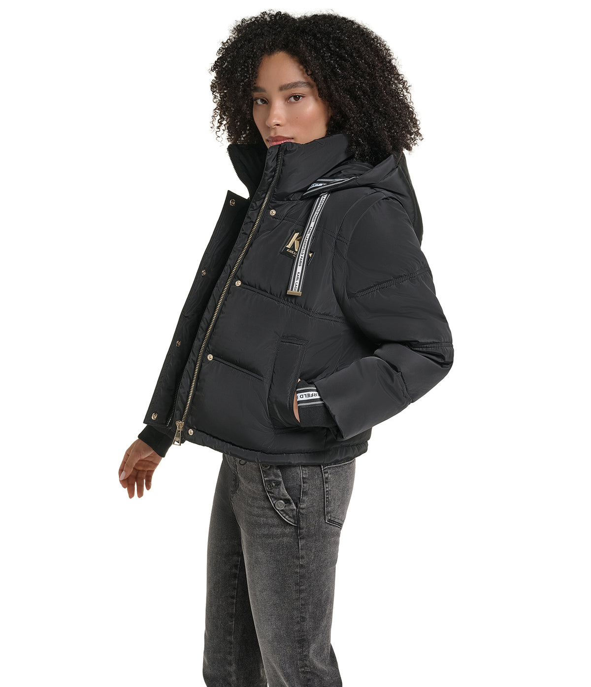 CROPPED VEST LONG SLEEVE PUFFER COAT VIEW 3 CROPPED VEST LONG SLEEVE PUFFER COAT VIEW 3