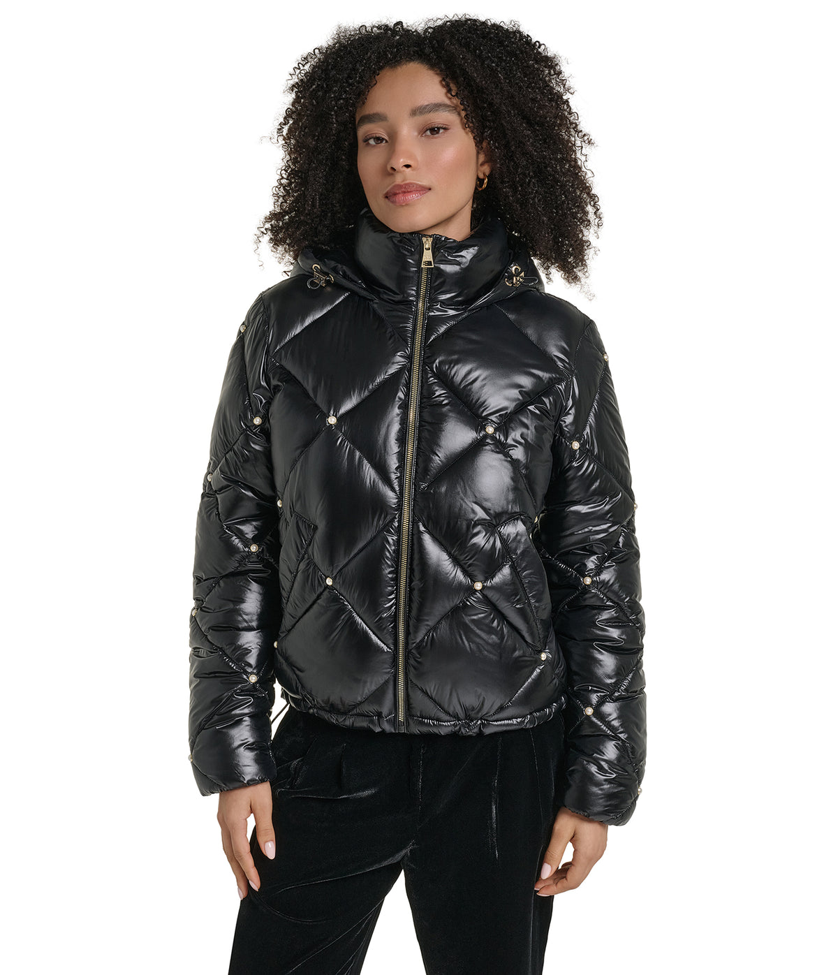 CROPPED HOODED PEARL PUFFER VIEW 1 CROPPED HOODED PEARL PUFFER VIEW 1