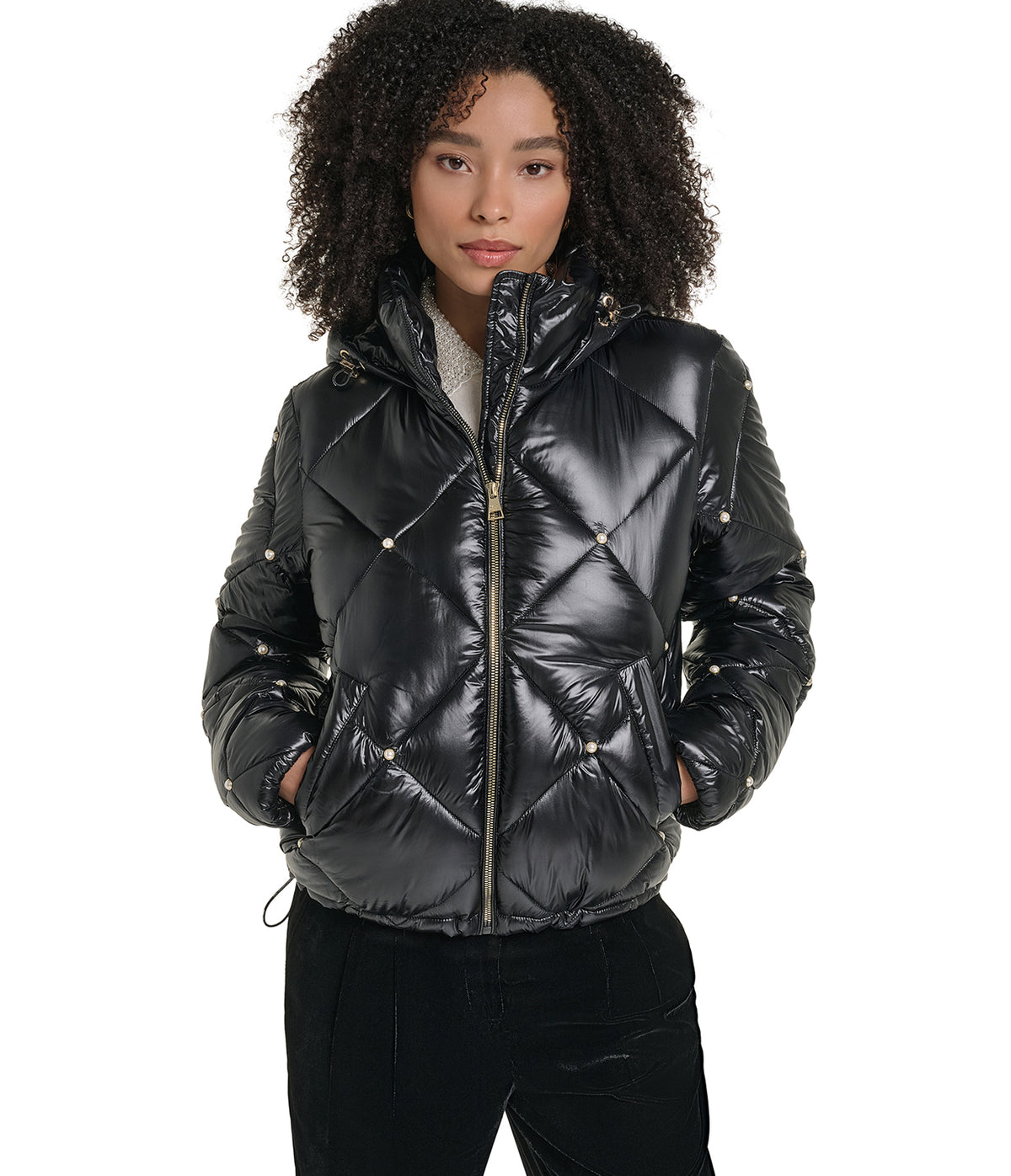 CROPPED HOODED PEARL PUFFER VIEW 4 CROPPED HOODED PEARL PUFFER VIEW 4