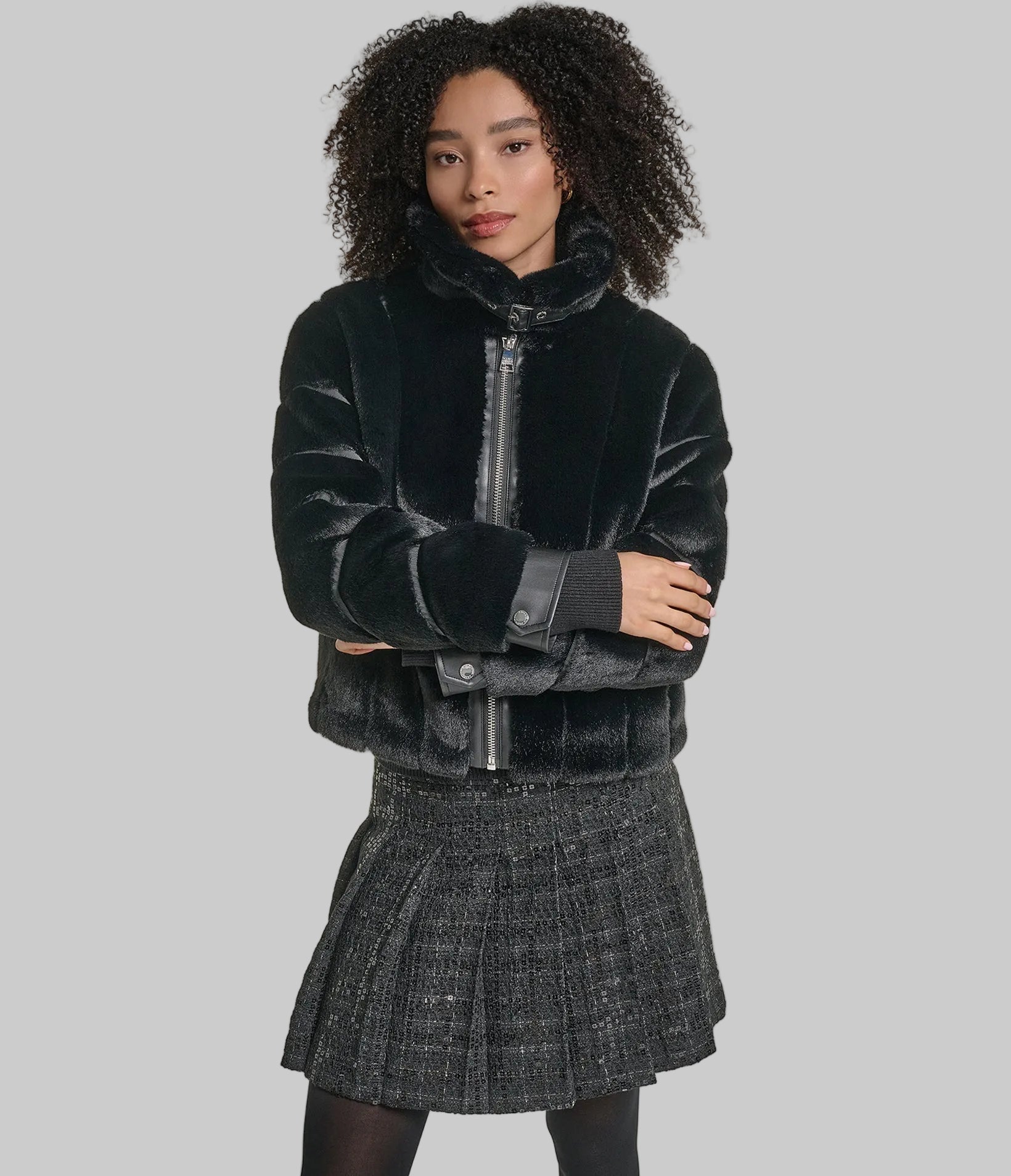 CHANNEL FAUX MINK AND PU BOMBER VIEW 1 CHANNEL FAUX MINK AND PU BOMBER VIEW 1
