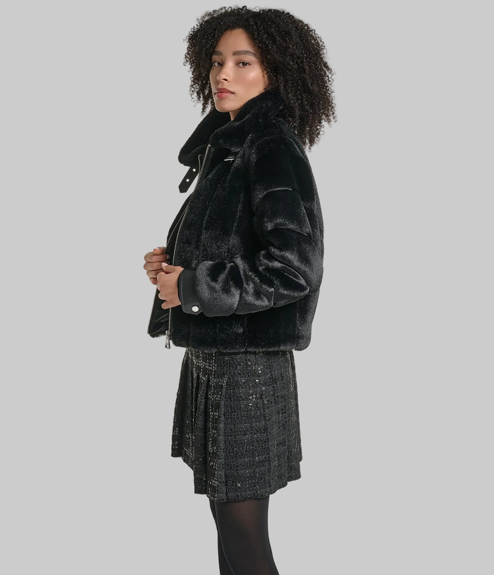 CHANNEL FAUX MINK AND PU BOMBER VIEW 3 CHANNEL FAUX MINK AND PU BOMBER VIEW 3