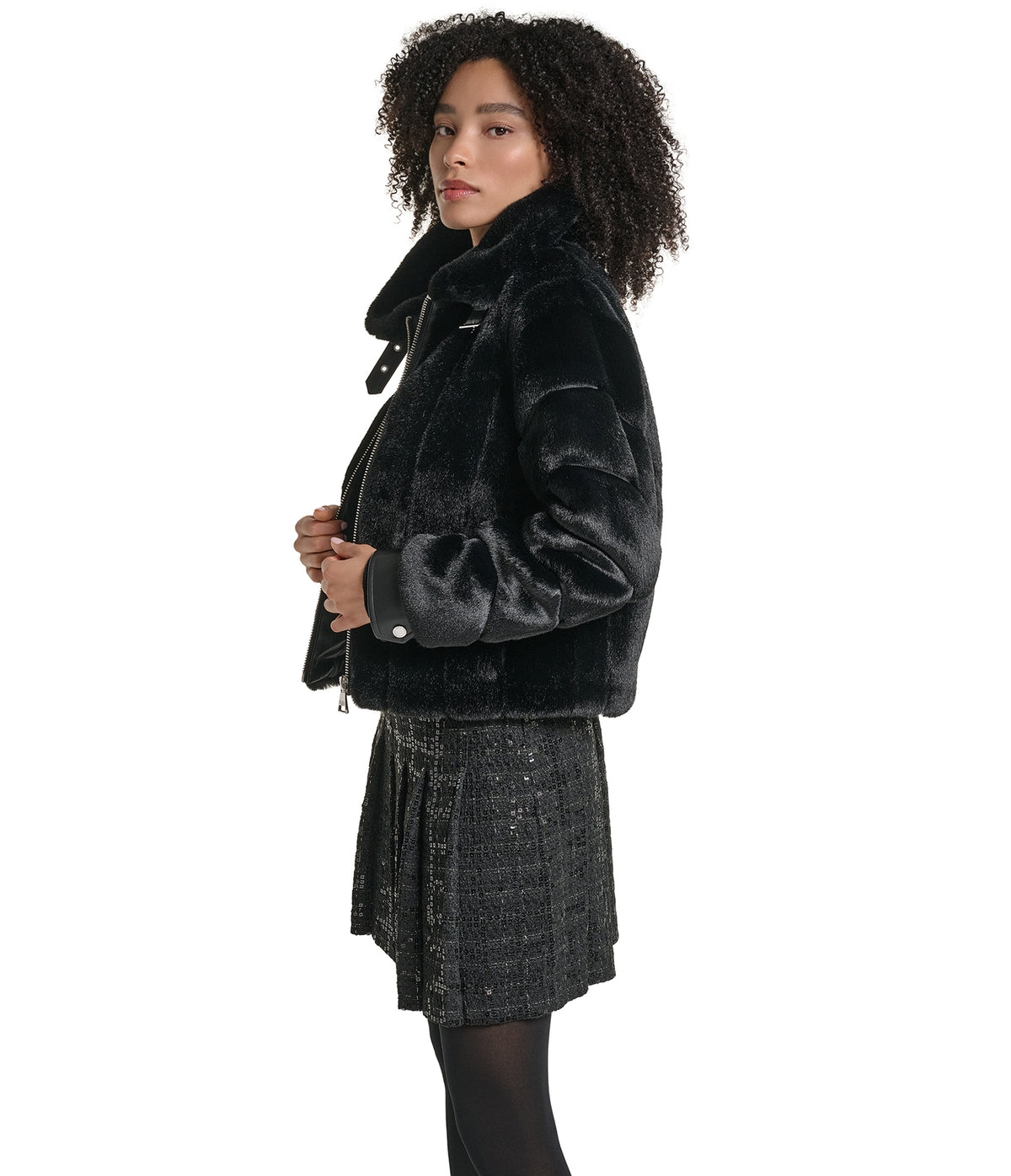 CROPPED FAUX MINK CHANNEL BOMBER VIEW 3 | Women's Faux Fur Jackets CROPPED FAUX MINK CHANNEL BOMBER VIEW 3 | Women's Faux Fur Jackets