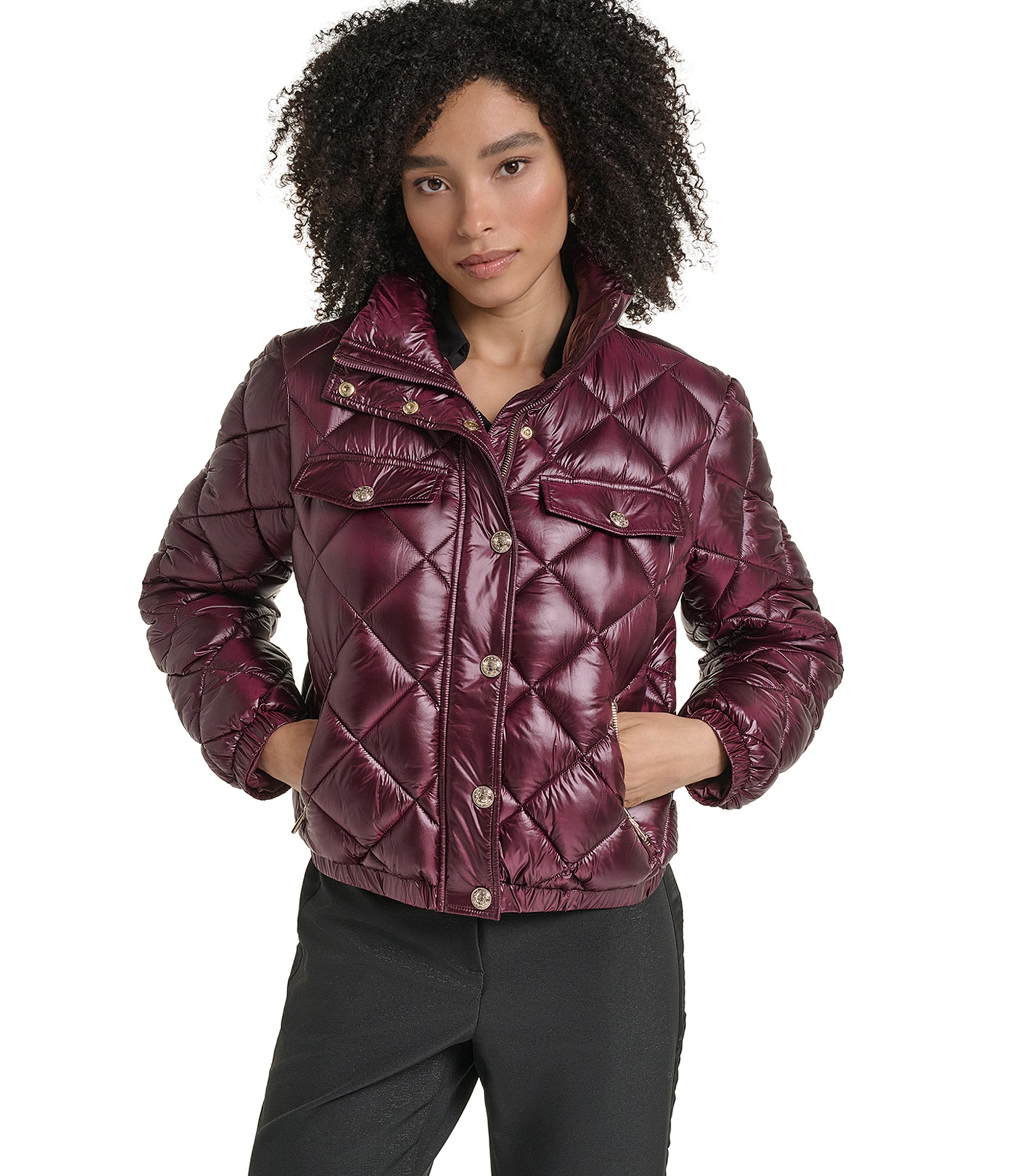 CROPPED QUILTED BUTTON DETAIL JACKET VIEW 3 CROPPED QUILTED BUTTON DETAIL JACKET VIEW 3