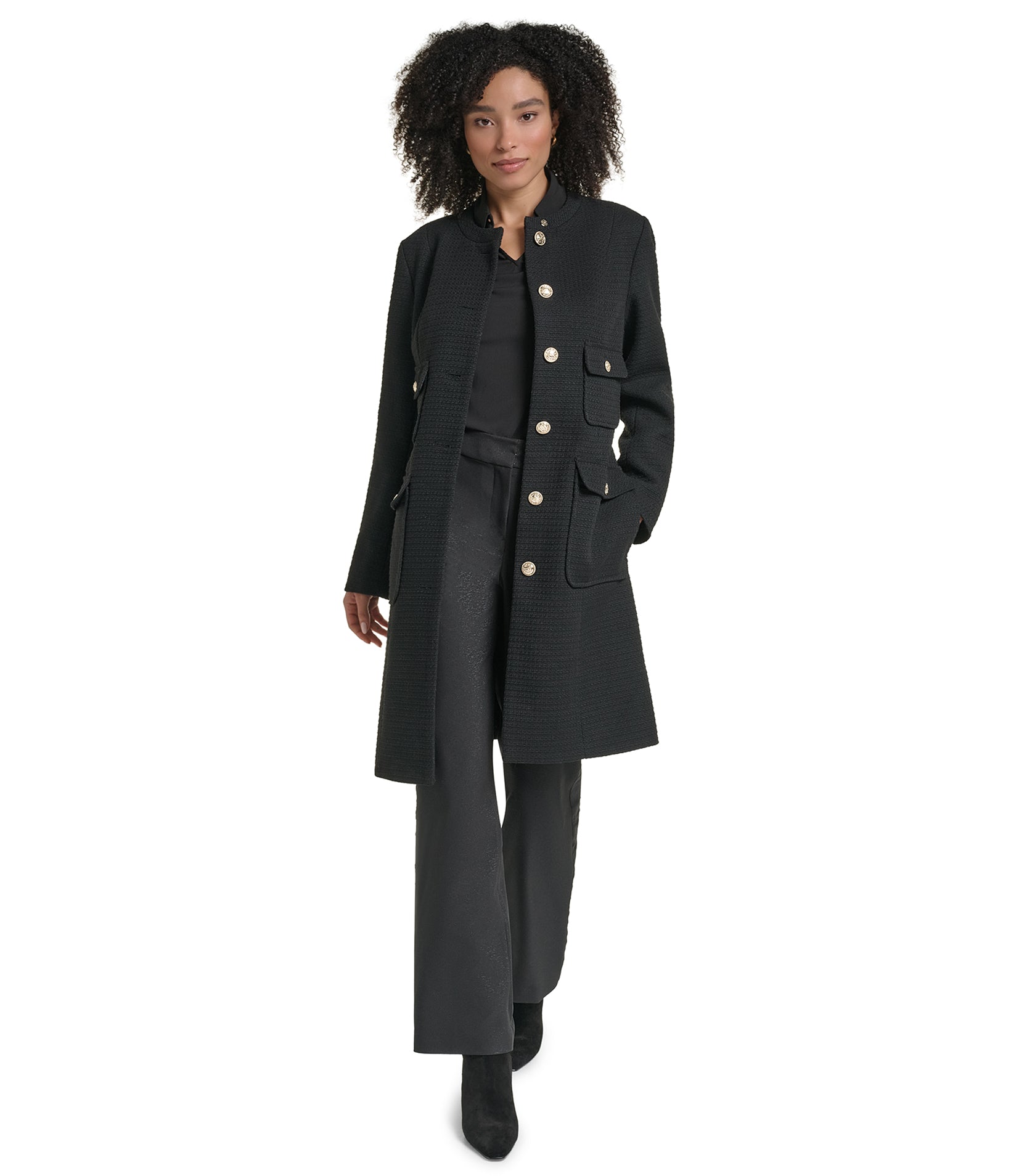 Tweed Collarless Jacket | Outerwear | Karl Lagerfeld Paris