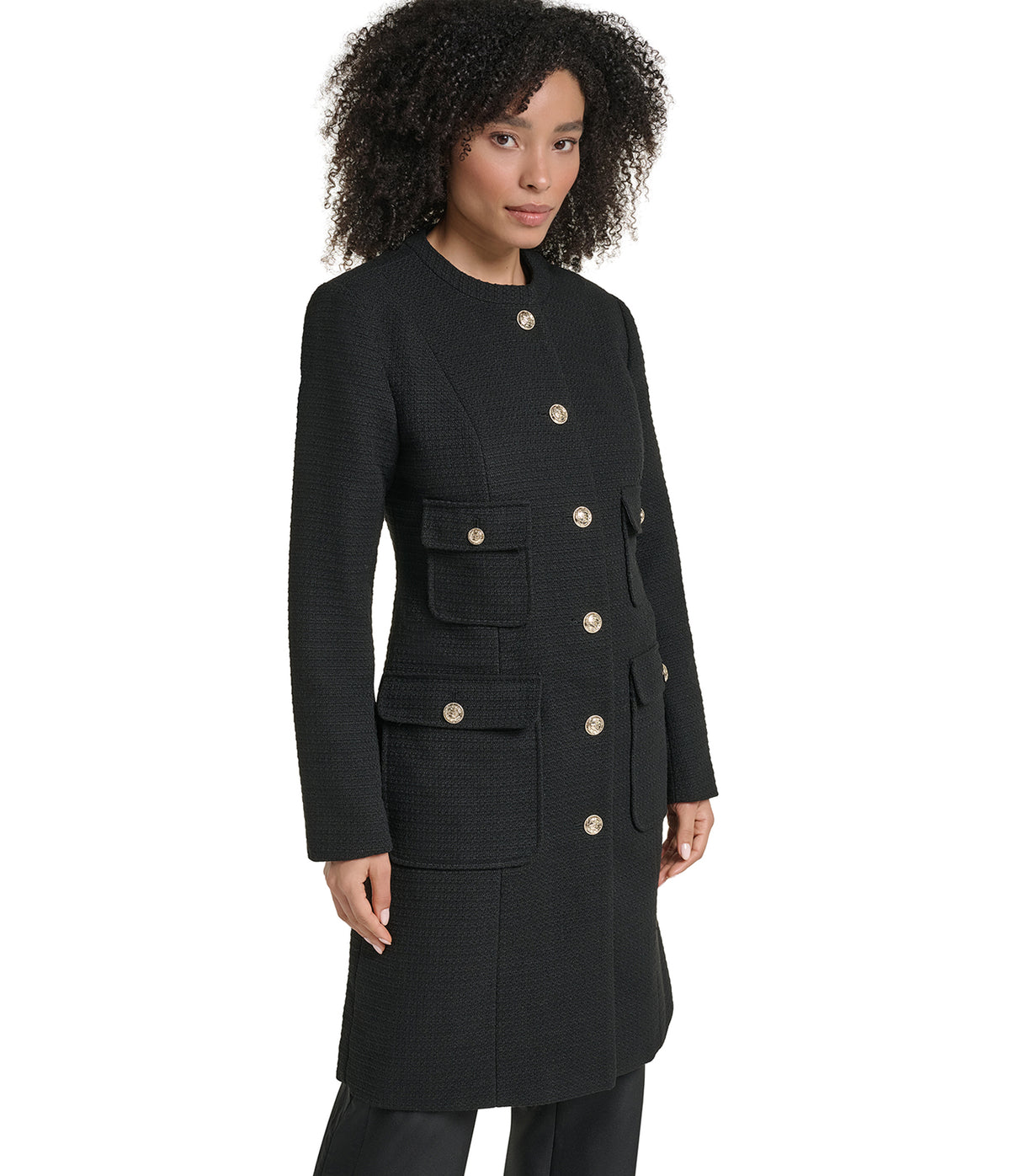 TWEED COLLARLESS JACKET VIEW 2 TWEED COLLARLESS JACKET VIEW 2