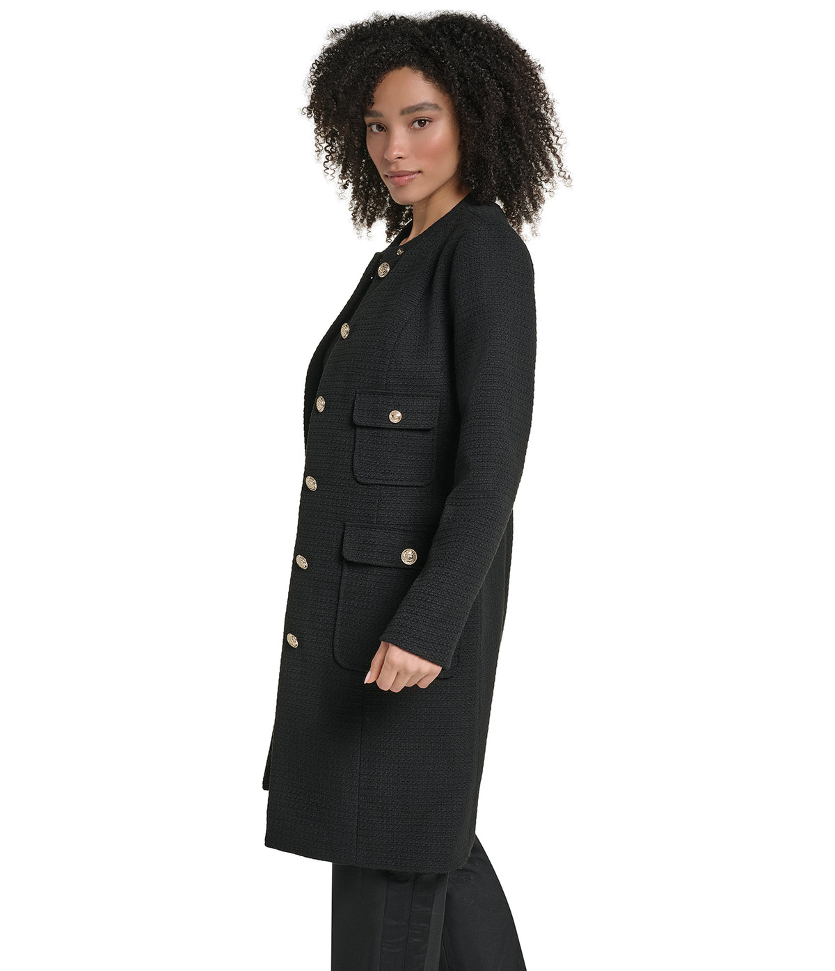 TWEED COLLARLESS JACKET VIEW 4 TWEED COLLARLESS JACKET VIEW 4