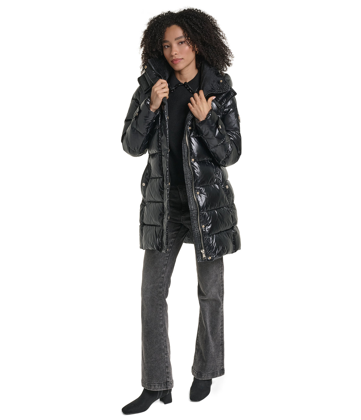 HOODED BELTED HYBRID DOWN PUFFER VIEW 5 | Women's Clothing HOODED BELTED HYBRID DOWN PUFFER VIEW 5 | Women's Clothing