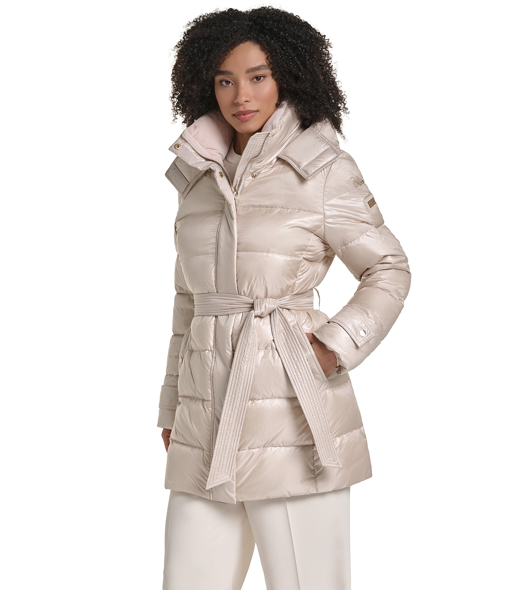 CONTRAST BELTED SHORT PUFFER VIEW 3 CONTRAST BELTED SHORT PUFFER VIEW 3