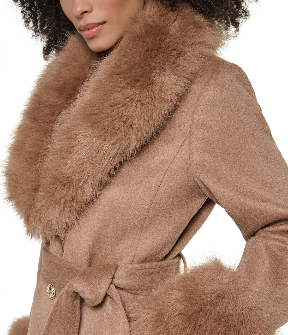 WOOL COAT WITH FAUX FUR COLLAR CUFFS VIEW 6 WOOL COAT WITH FAUX FUR COLLAR CUFFS VIEW 6