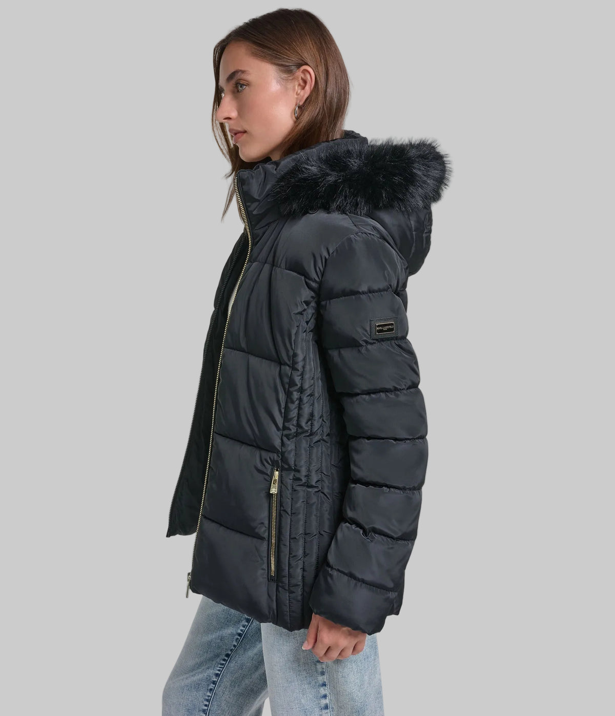 FAUX FUR TRIM HOODED SHORT PUFFER VIEW 3 FAUX FUR TRIM HOODED SHORT PUFFER VIEW 3