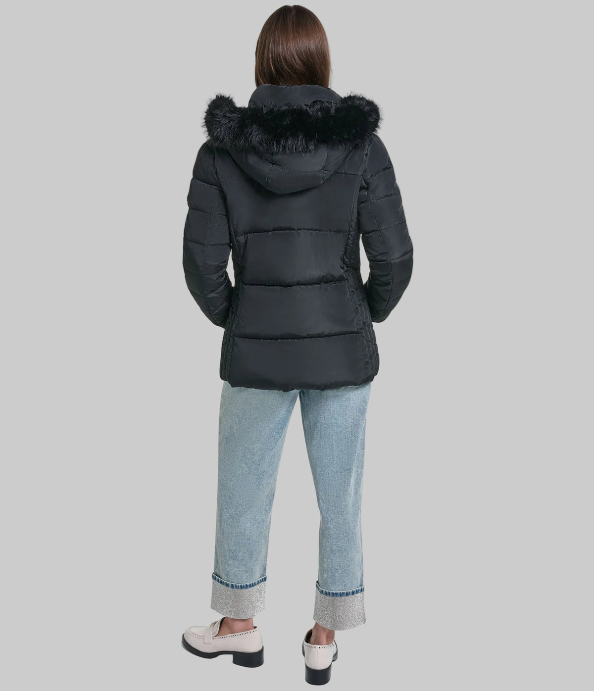 FAUX FUR TRIM HOODED SHORT PUFFER VIEW 5 FAUX FUR TRIM HOODED SHORT PUFFER VIEW 5