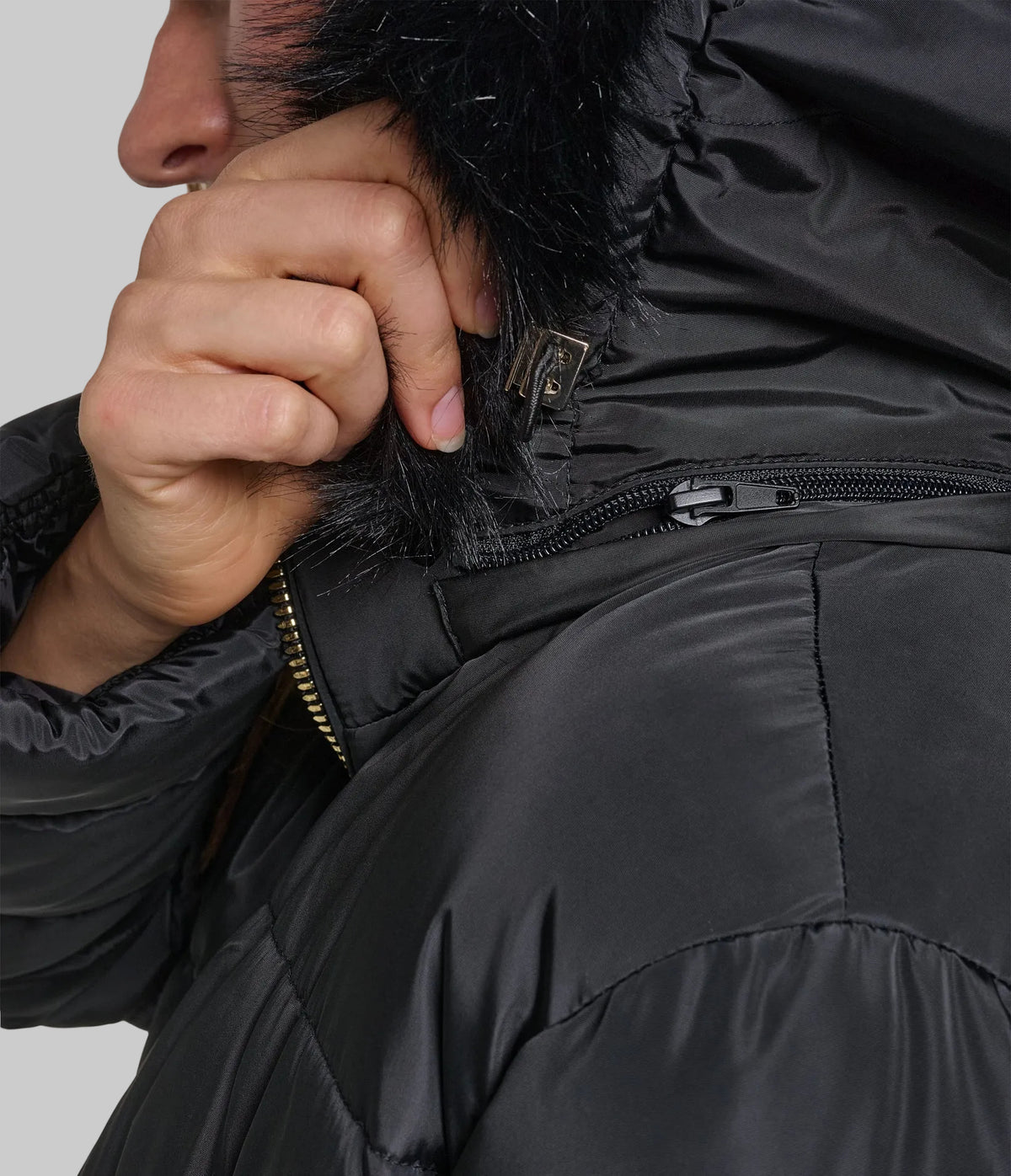 FAUX FUR TRIM HOODED SHORT PUFFER VIEW 6 FAUX FUR TRIM HOODED SHORT PUFFER VIEW 6