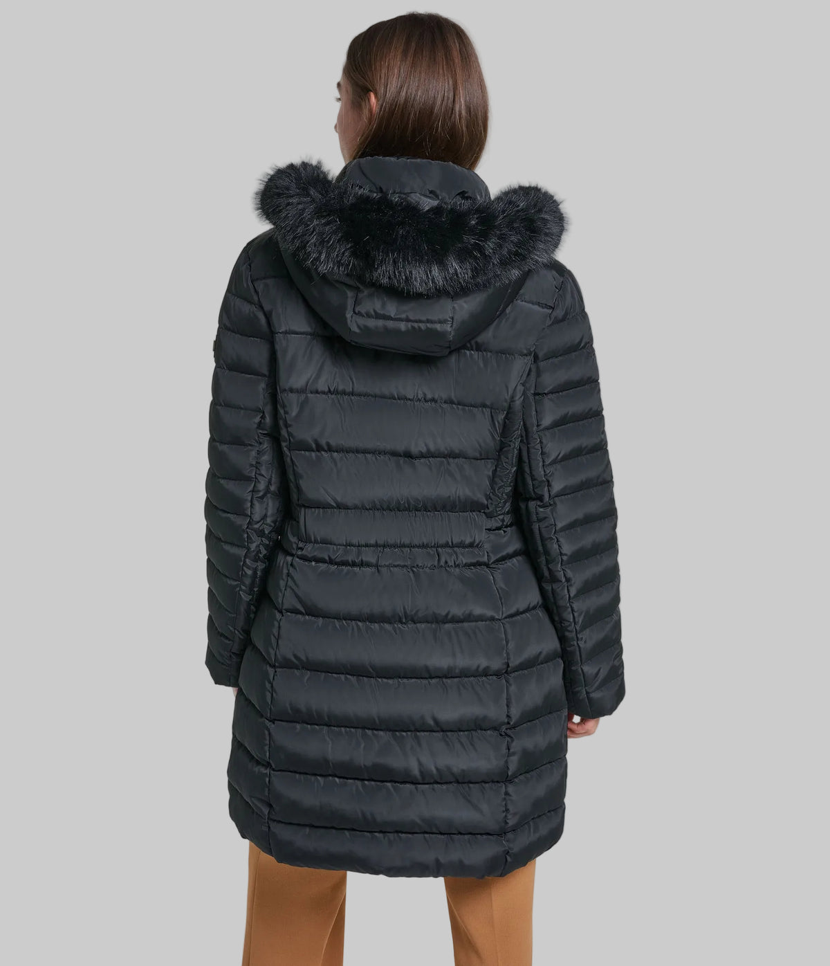 FAUX FUR HOODED MIDI PUFFER VIEW 3 FAUX FUR HOODED MIDI PUFFER VIEW 3
