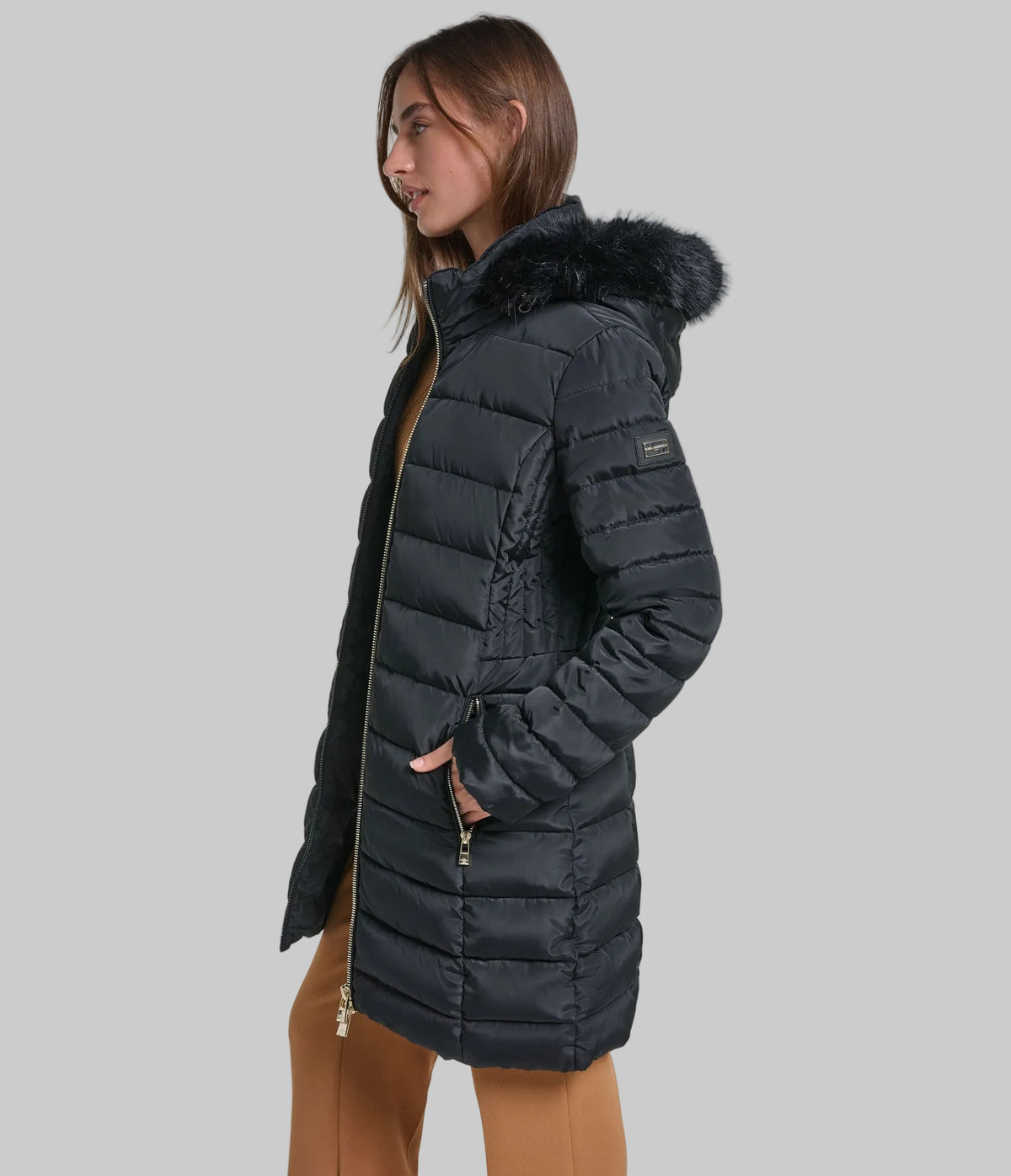 FAUX FUR HOODED MIDI PUFFER VIEW 4 FAUX FUR HOODED MIDI PUFFER VIEW 4