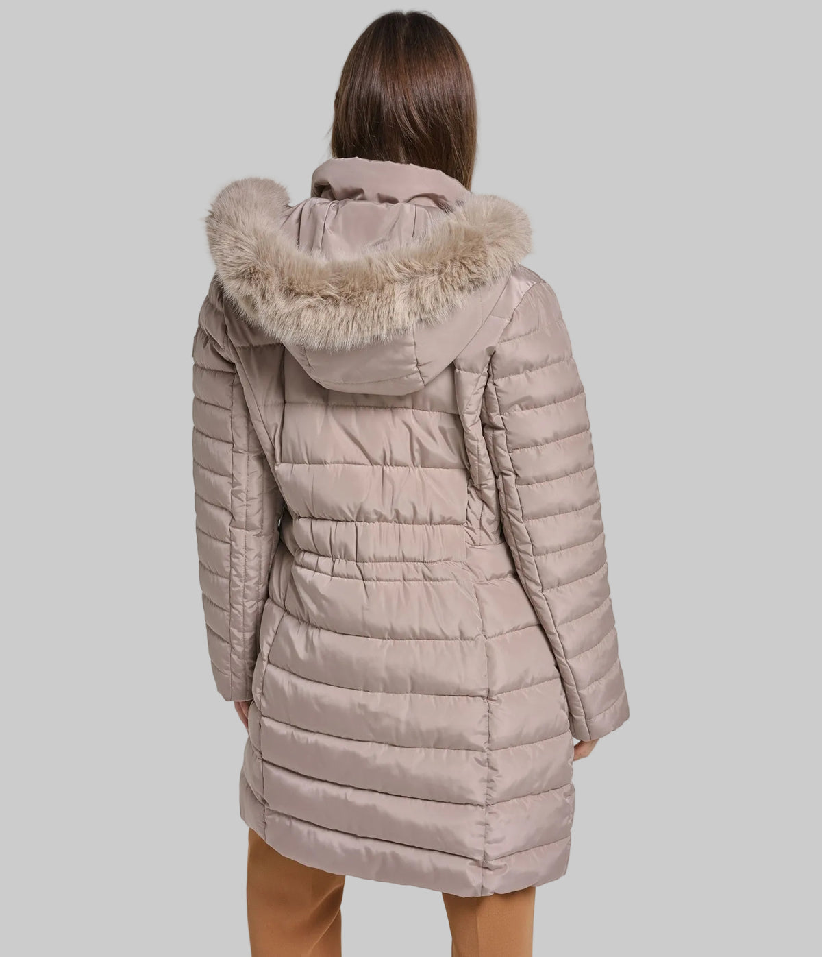 FAUX FUR HOODED MIDI PUFFER VIEW 3 FAUX FUR HOODED MIDI PUFFER VIEW 3
