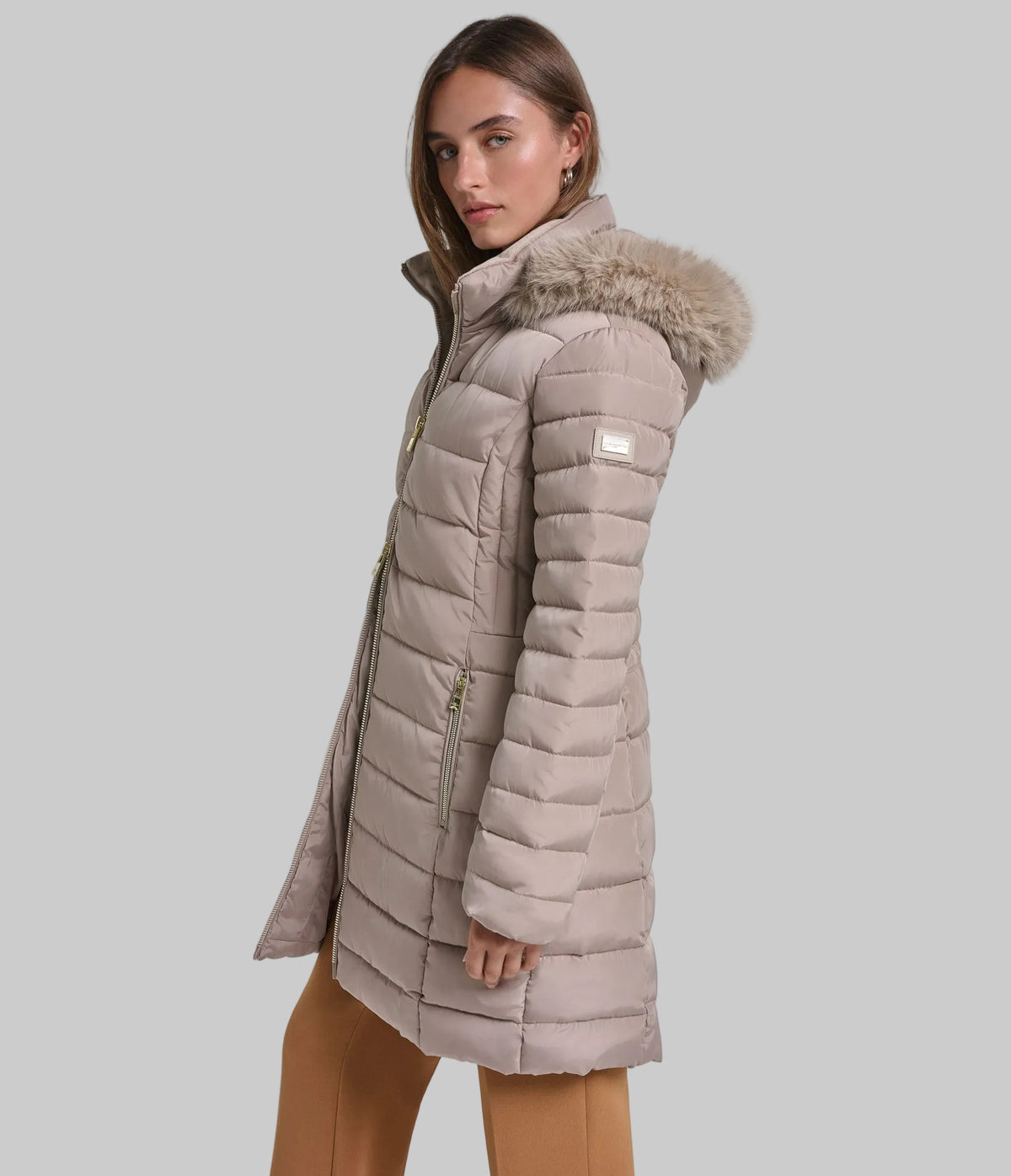 FAUX FUR HOODED MIDI PUFFER VIEW 4 FAUX FUR HOODED MIDI PUFFER VIEW 4