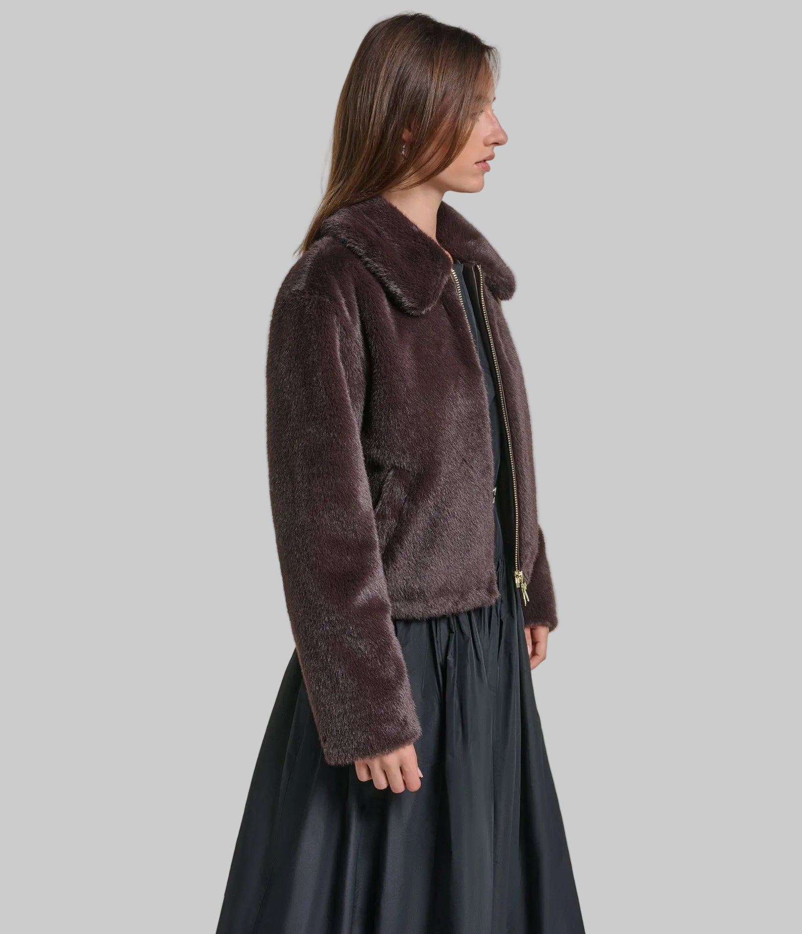 CROPPED FAUX FUR JACKET VIEW 4 CROPPED FAUX FUR JACKET VIEW 4