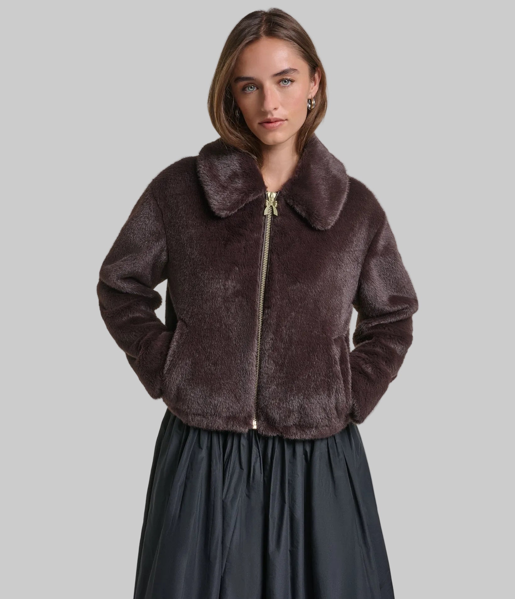 CROPPED FAUX FUR JACKET VIEW 2 CROPPED FAUX FUR JACKET VIEW 2