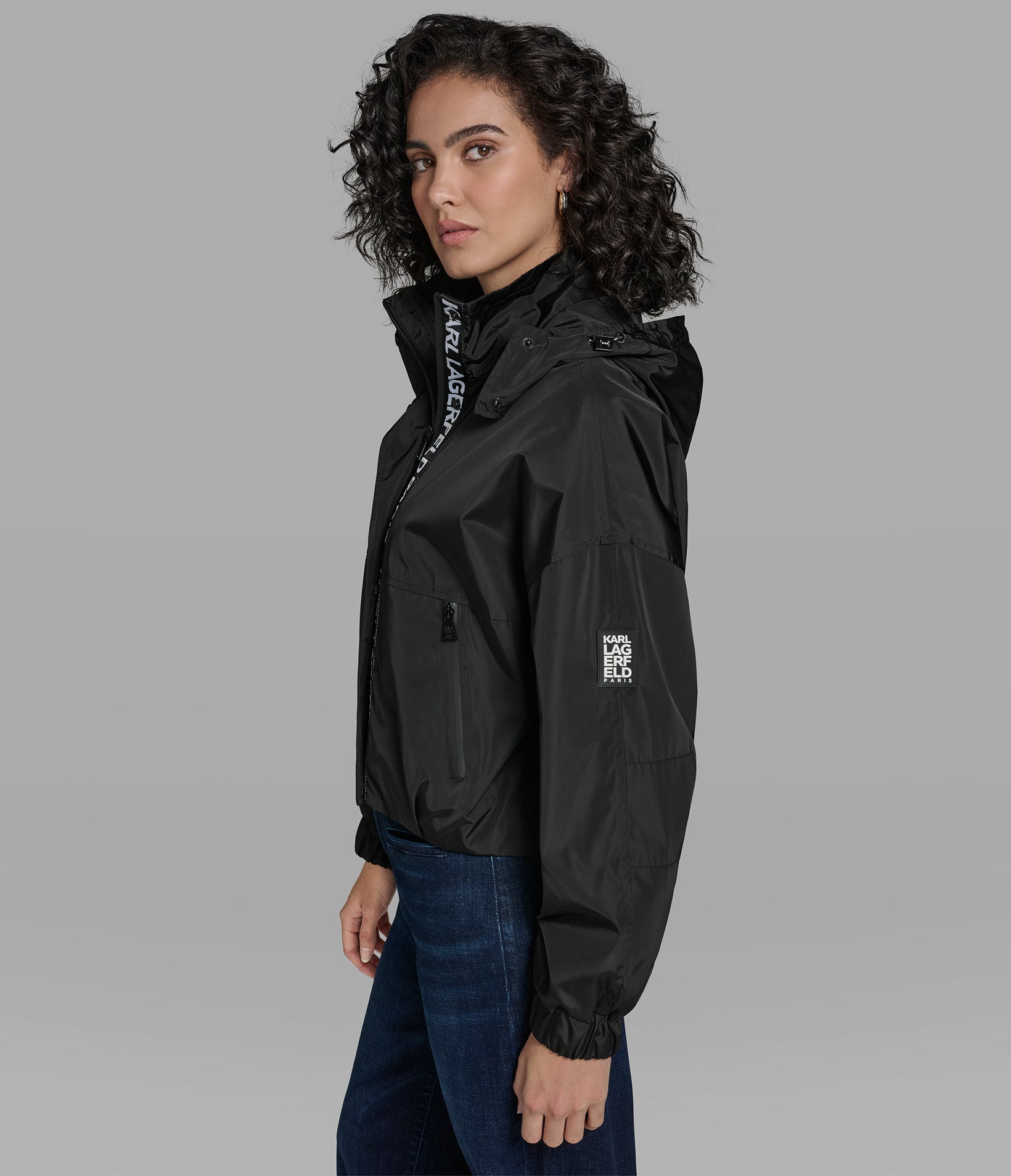 Cropped Logo Windbreaker | Jackets & Blazers | Karl Lagerfeld Paris