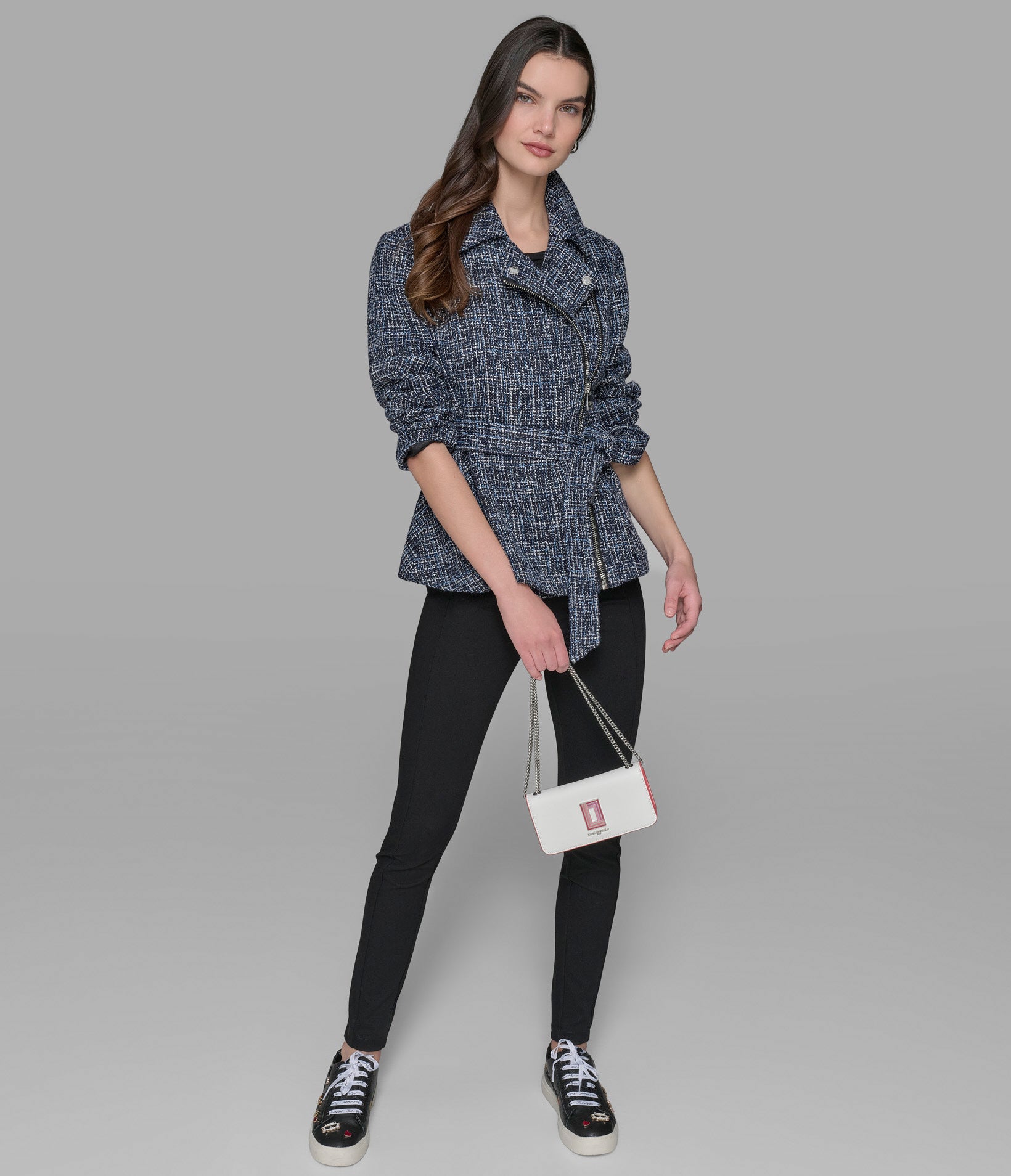 BELTED TWEED MOTO JACKET VIEW 3 | Women's Clothing BELTED TWEED MOTO JACKET VIEW 3 | Women's Clothing