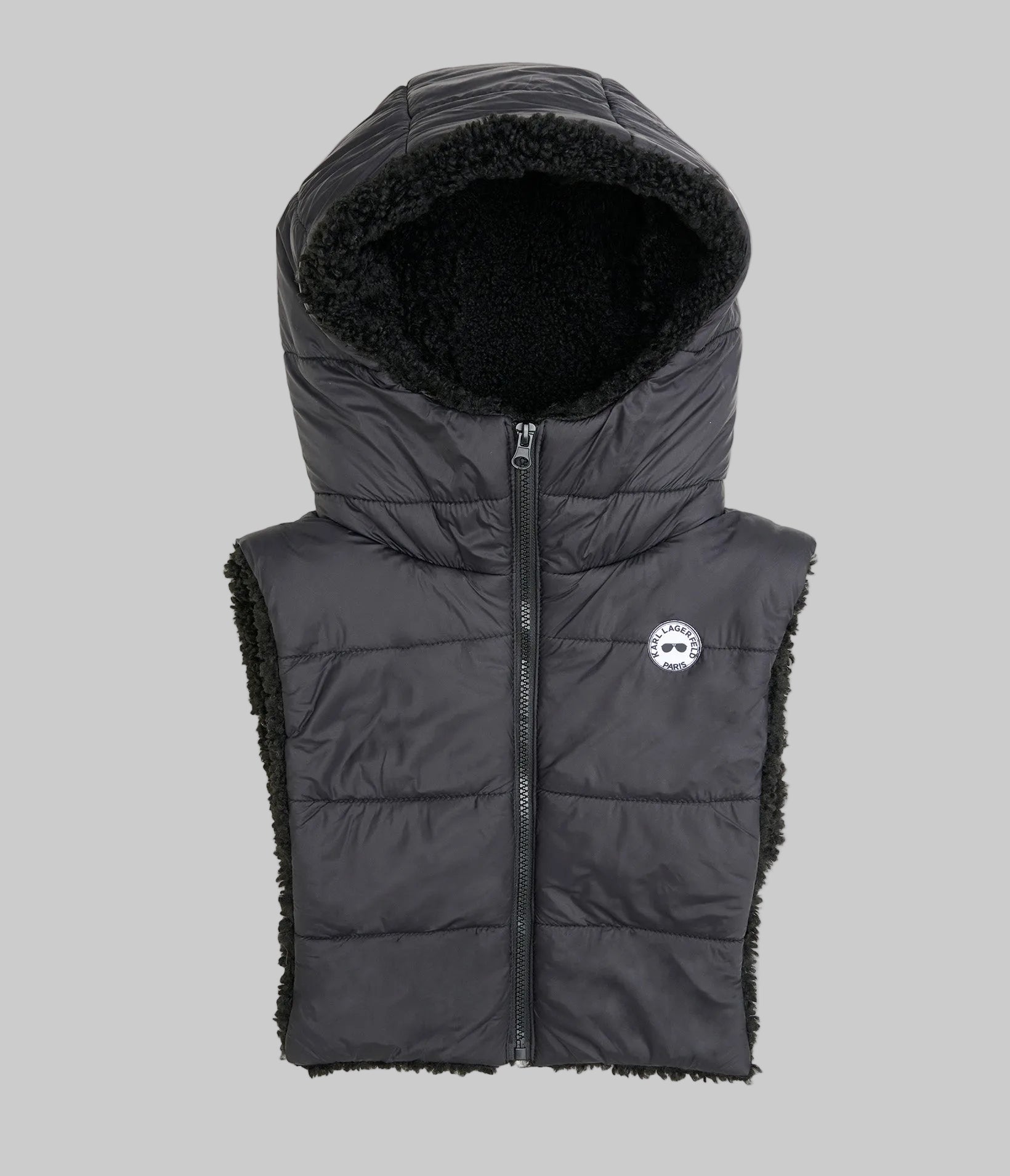 QUILTED SHERPA HOODIE VEST VIEW 1 QUILTED SHERPA HOODIE VEST VIEW 1