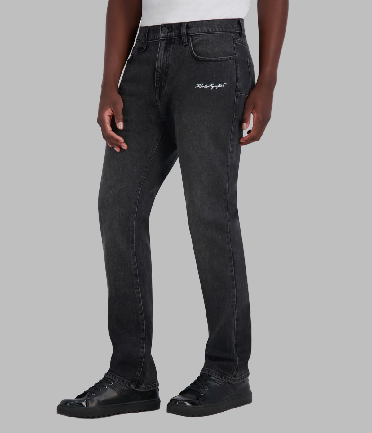 KARL LAGERFELD PANTS - Flared Jeans - black solid/zwart denim KARL LAGERFELD PANTS - Flared Jeans - black solid/zwart denim