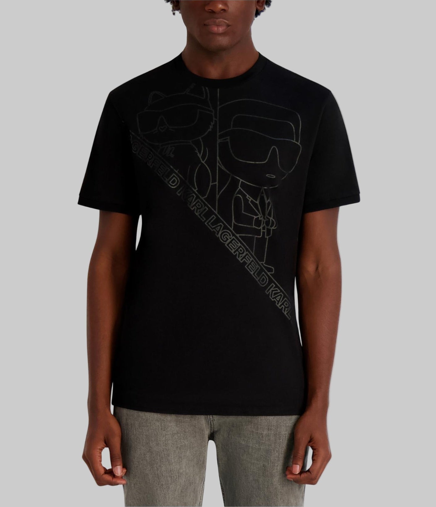 OVERSIZED OUTLINE KARL AND CHOUPETTE TEE View 1 | Men's Clothing OVERSIZED OUTLINE KARL AND CHOUPETTE TEE View 1 | Men's Clothing