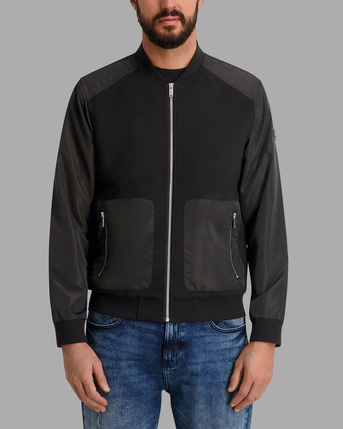 MIXED MEDIA BOMBER JACKET View 1 | Men's Spring Collection MIXED MEDIA BOMBER JACKET View 1 | Men's Spring Collection