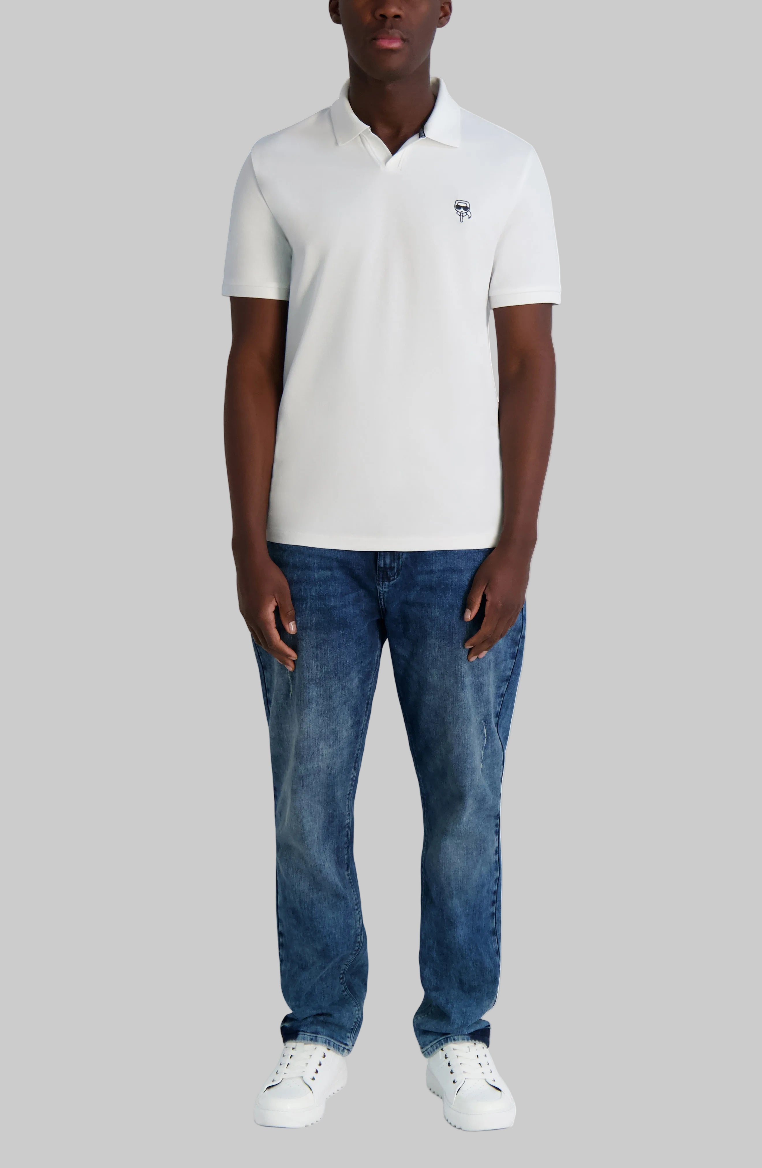 PIQUE JOHNNY POLO WITH KARL HEAD PATCH VIEW 4 | Men's Clothing PIQUE JOHNNY POLO WITH KARL HEAD PATCH VIEW 4 | Men's Clothing