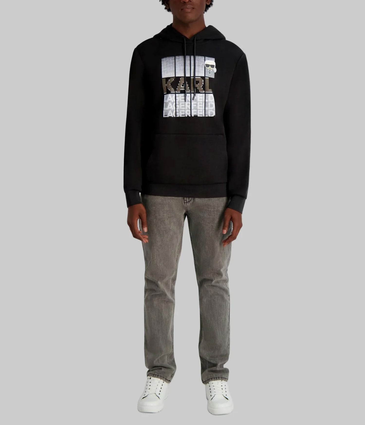 FAUX EMBROIDERED LOGO HOODIE VIEW 3 FAUX EMBROIDERED LOGO HOODIE VIEW 3