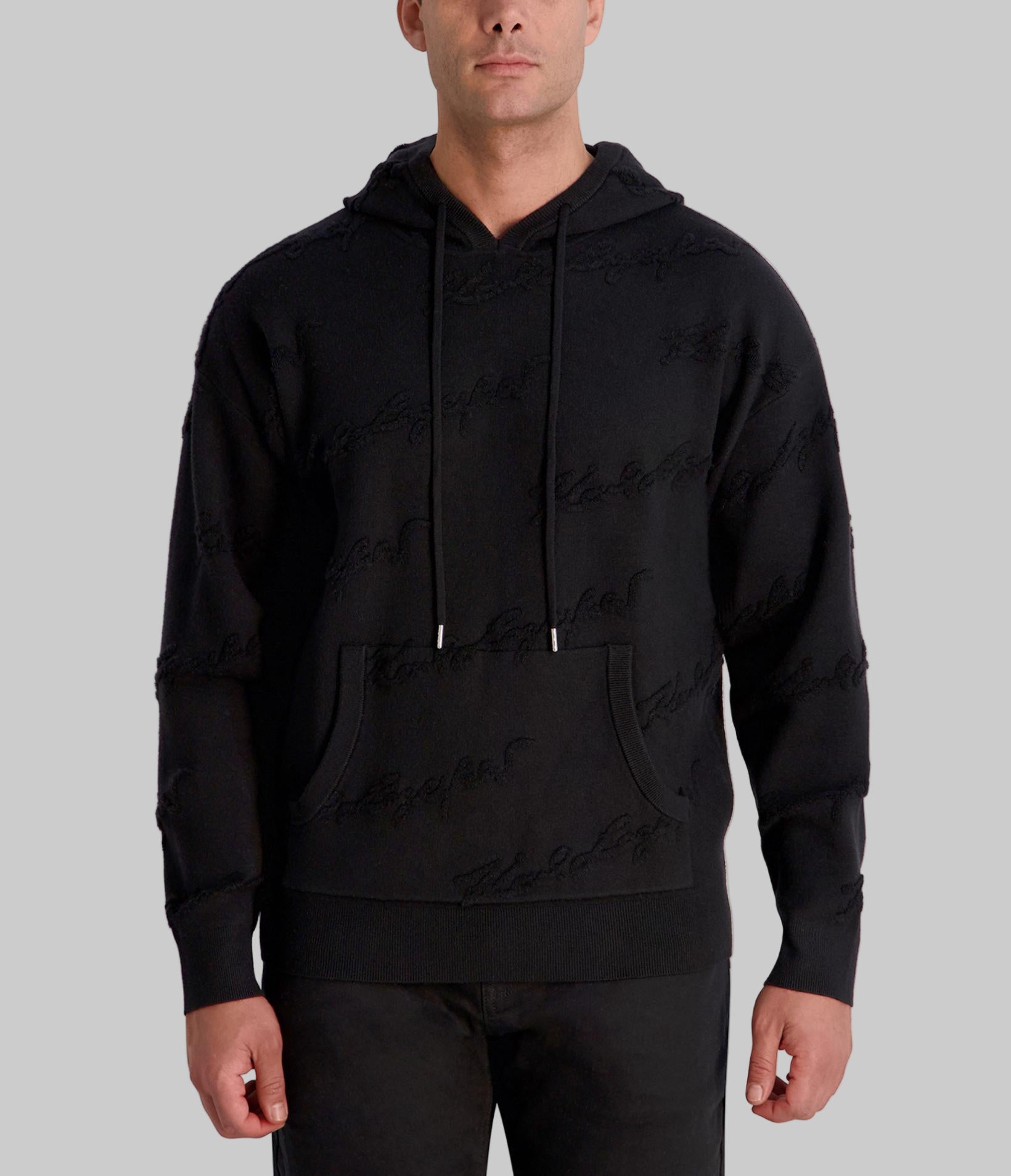 SWEATER HOODIE WITH TONAL CHENILLE SIGNATURE View 1 | Men's Sale SWEATER HOODIE WITH TONAL CHENILLE SIGNATURE View 1 | Men's Sale