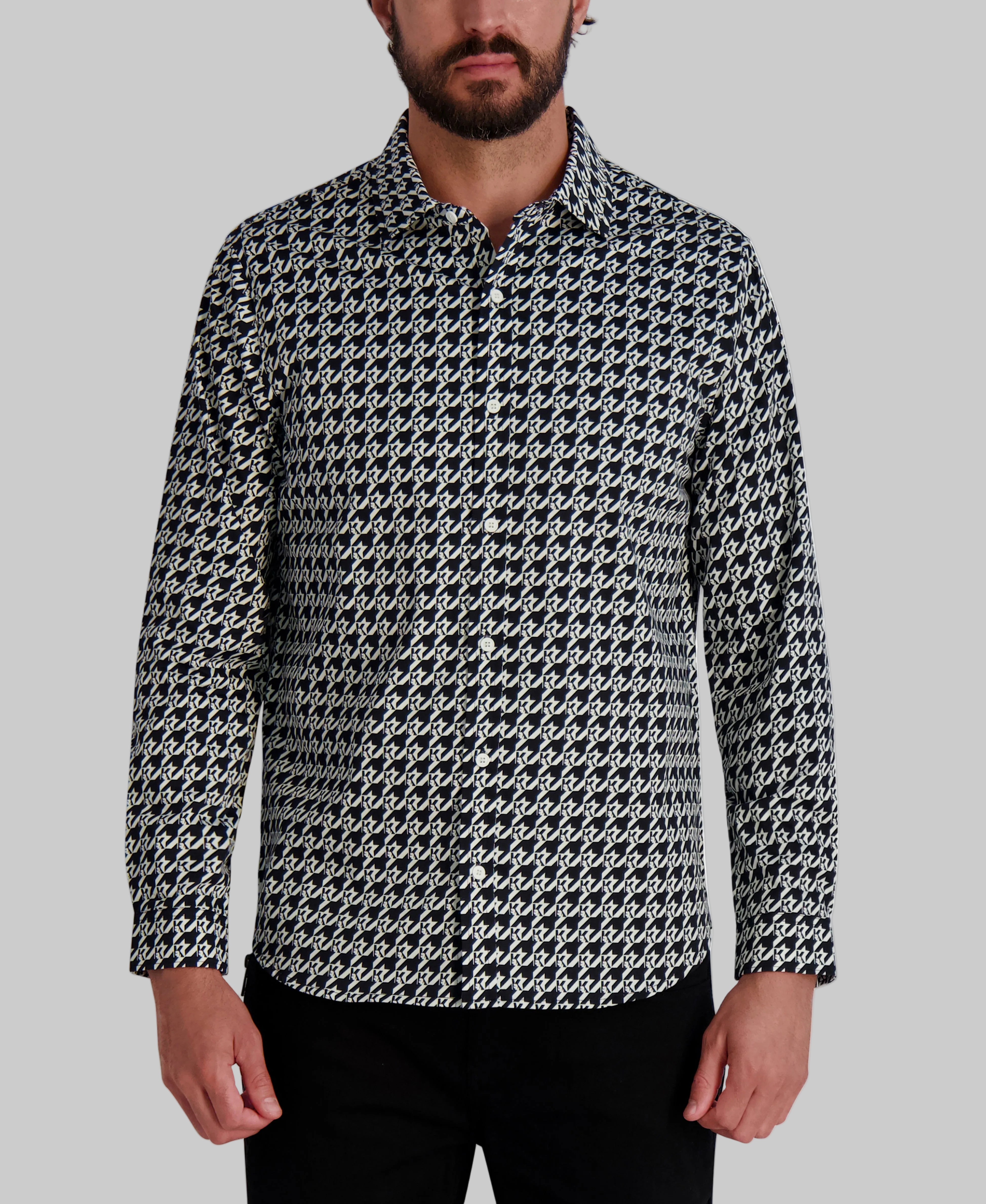HOUNDSTOOTH KARL LOGO BUTTON UP SHIRT View 1 | Products HOUNDSTOOTH KARL LOGO BUTTON UP SHIRT View 1 | Products